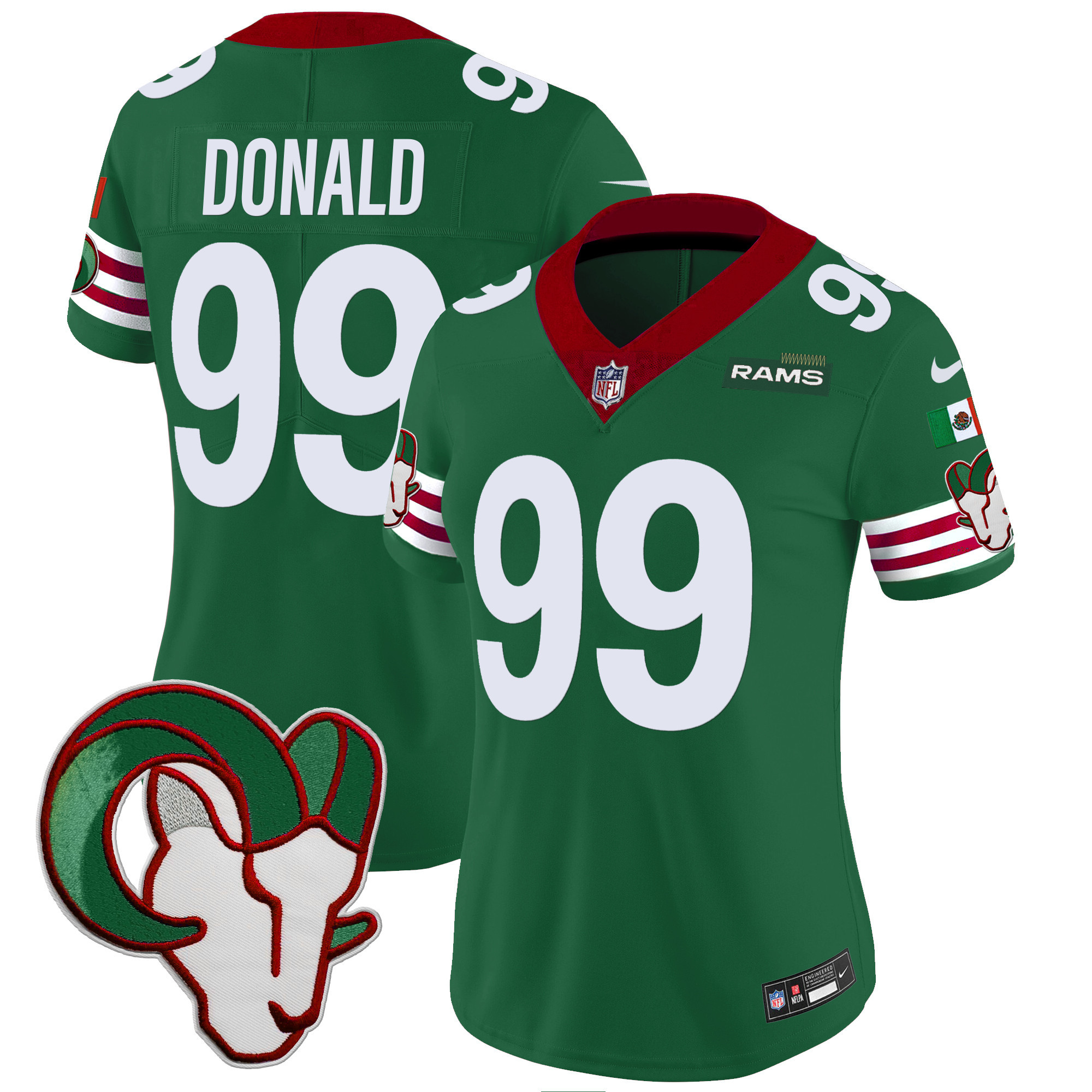Aaron Donald Women's Los Angeles Rams Mexico Vapor Limited Green Jersey