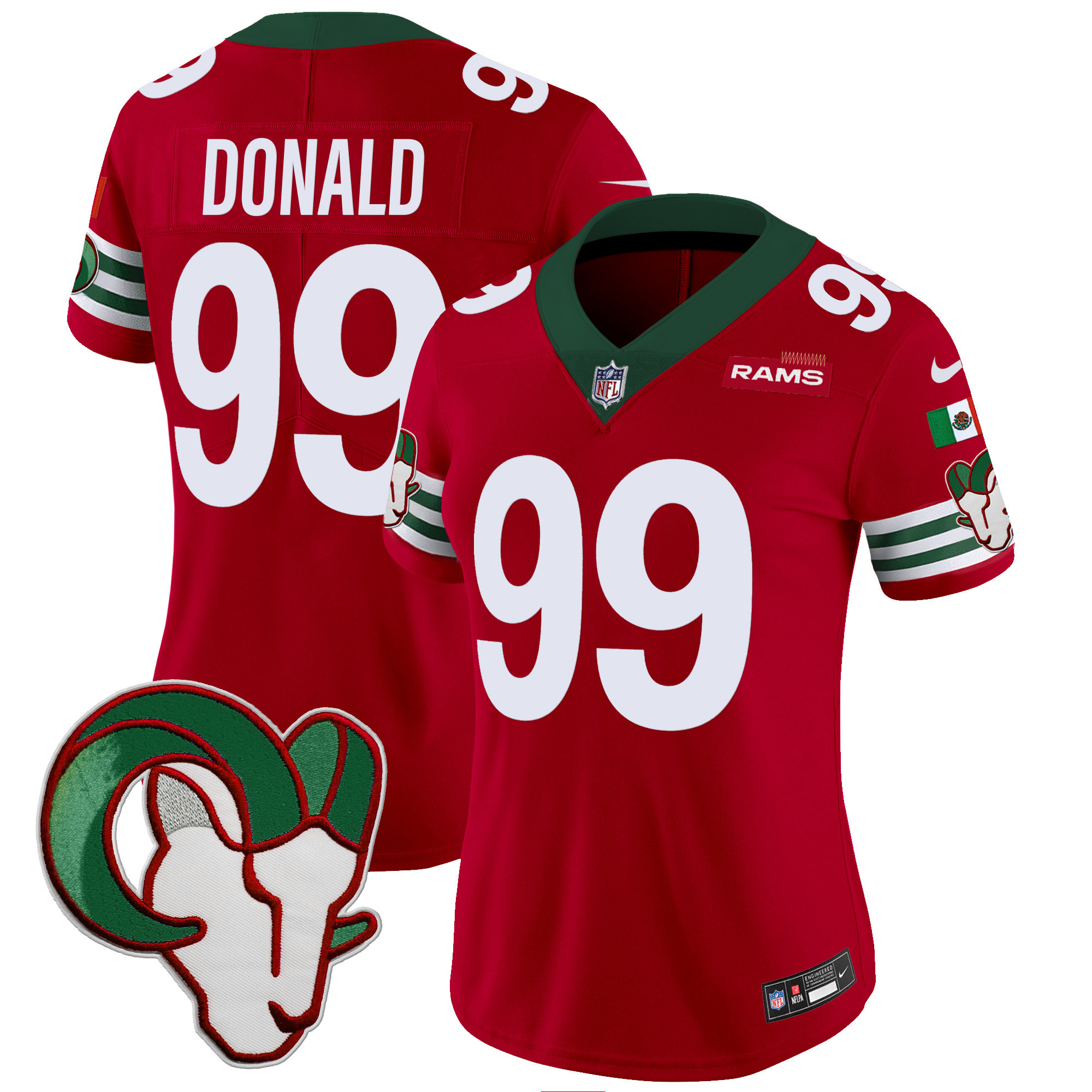 Aaron Donald Women's Los Angeles Rams Mexico Vapor Limited Red Jersey