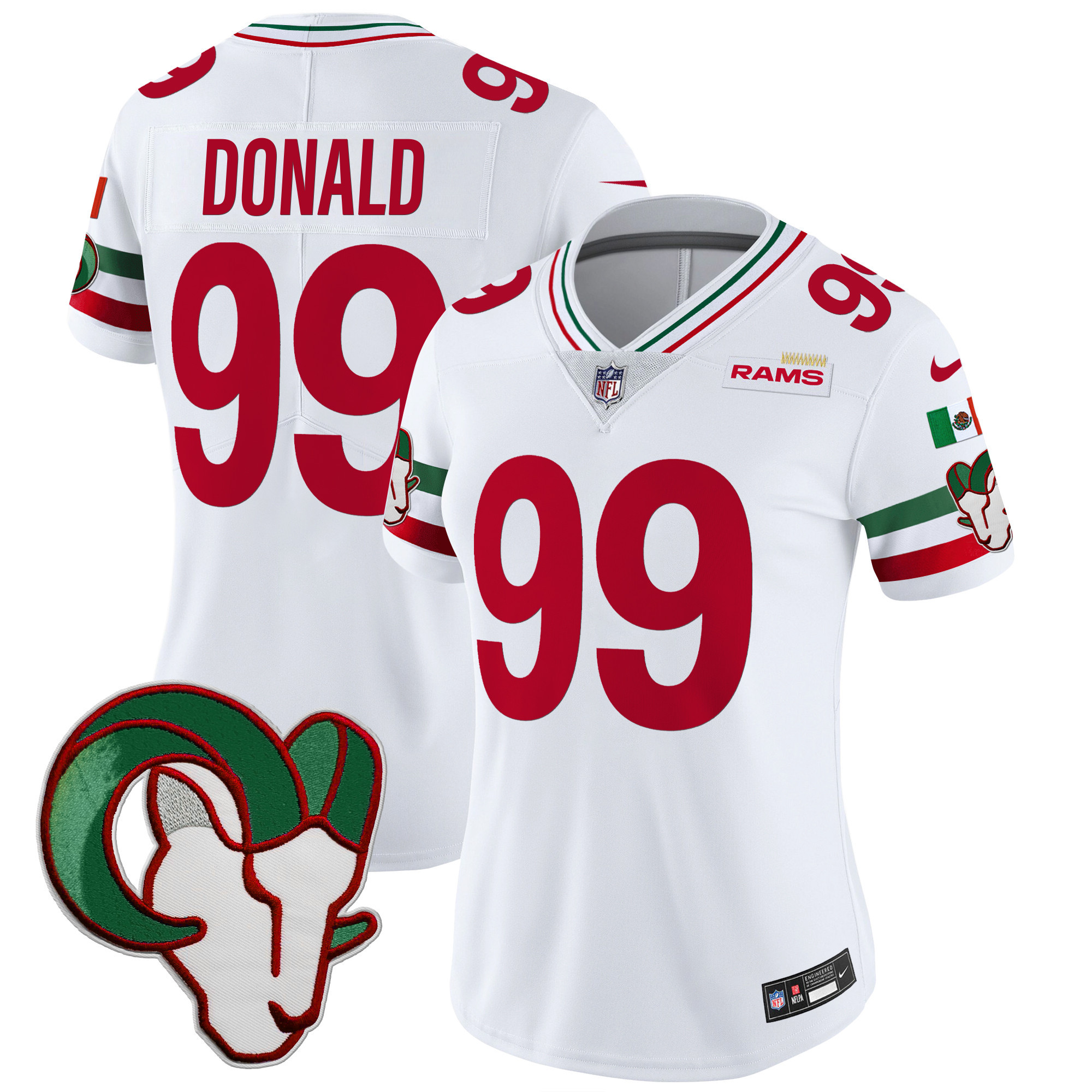 Aaron Donald Women's Los Angeles Rams Mexico Vapor Limited White Jersey