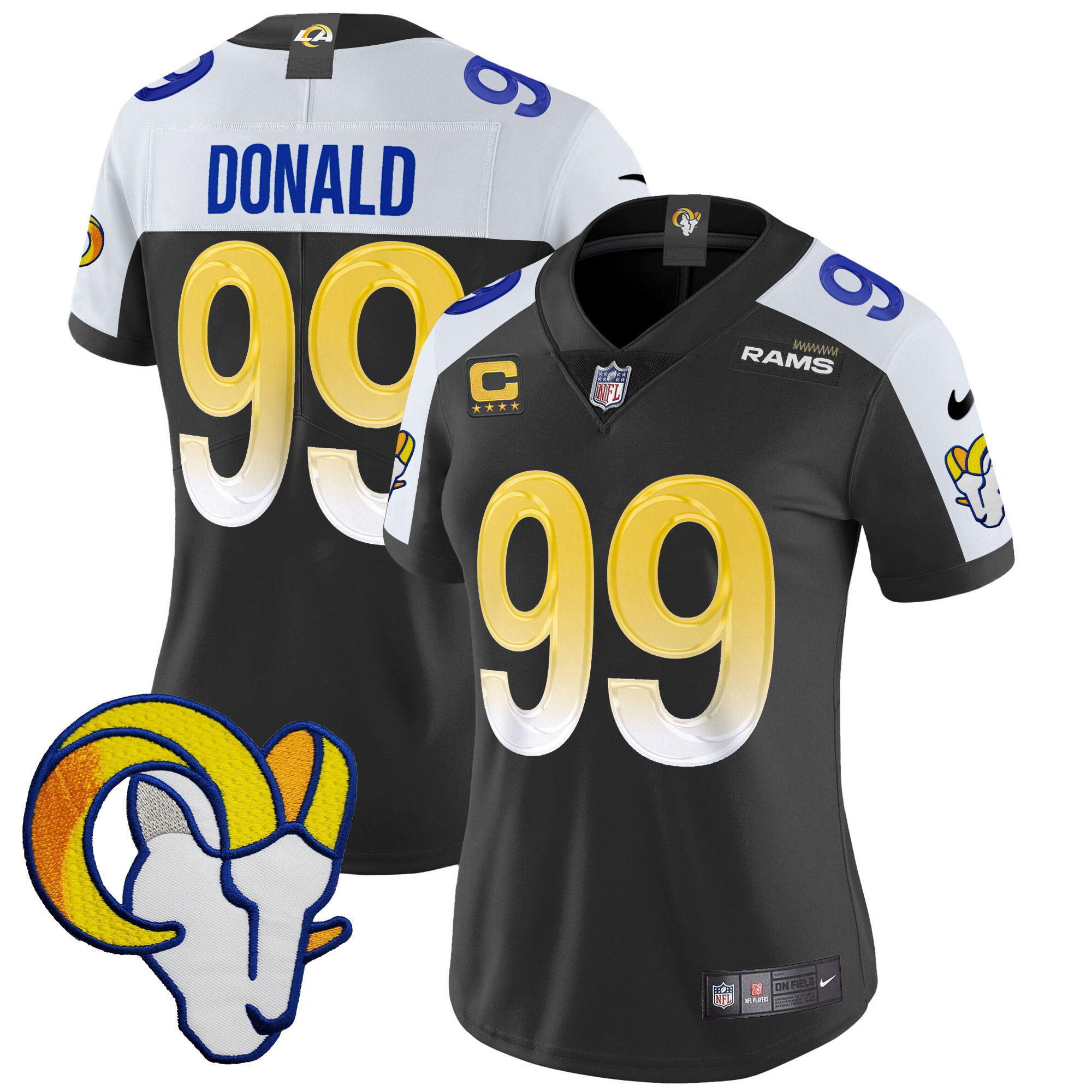 Aaron Donald Women's Los Angeles Rams Vapor Limited Black Alternate Jersey