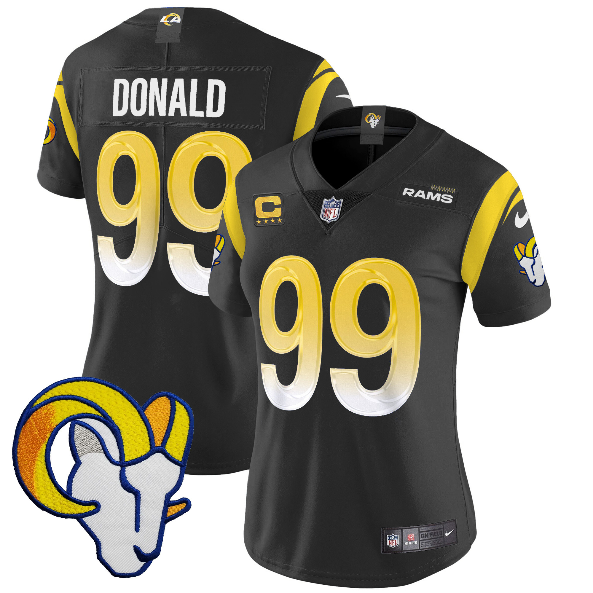 Aaron Donald Women's Los Angeles Rams Vapor Limited Black Jersey