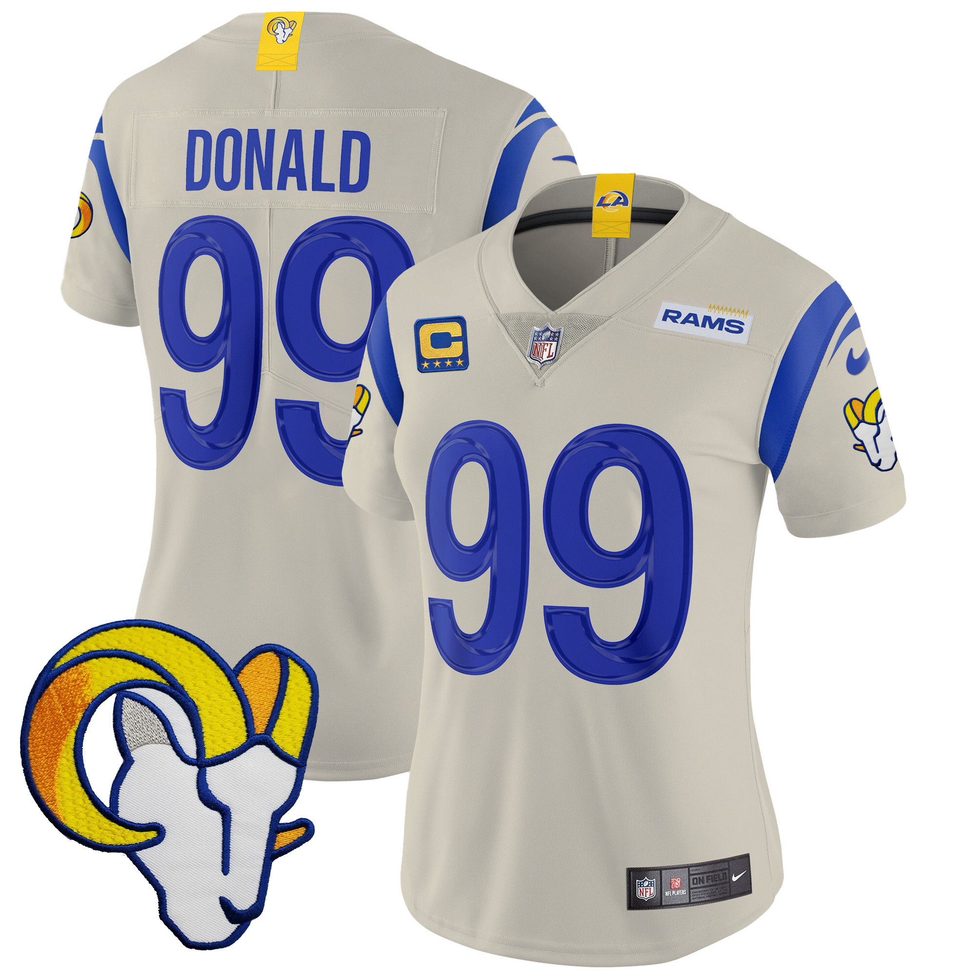 Aaron Donald Women's Los Angeles Rams Vapor Limited Bone Jersey