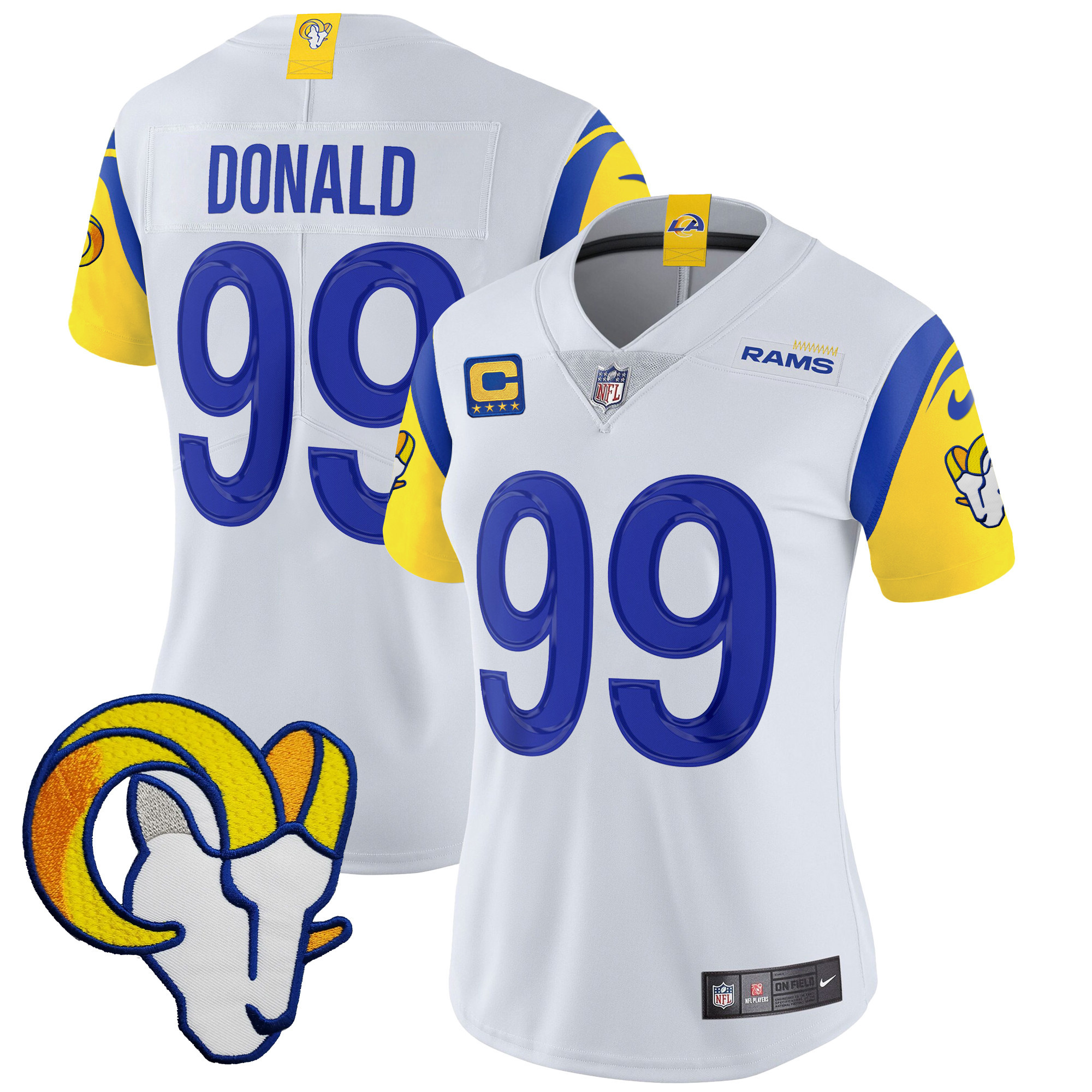 Aaron Donald Women's Los Angeles Rams Vapor Limited White Jersey