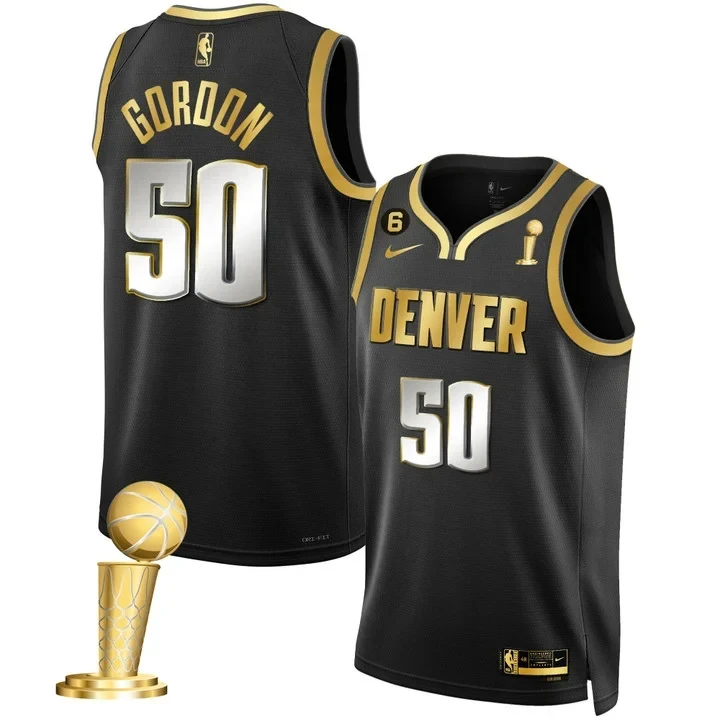 Aaron Gordon Denver Nuggets Champions Patch Mile High Black Limited Jersey - All Stitched