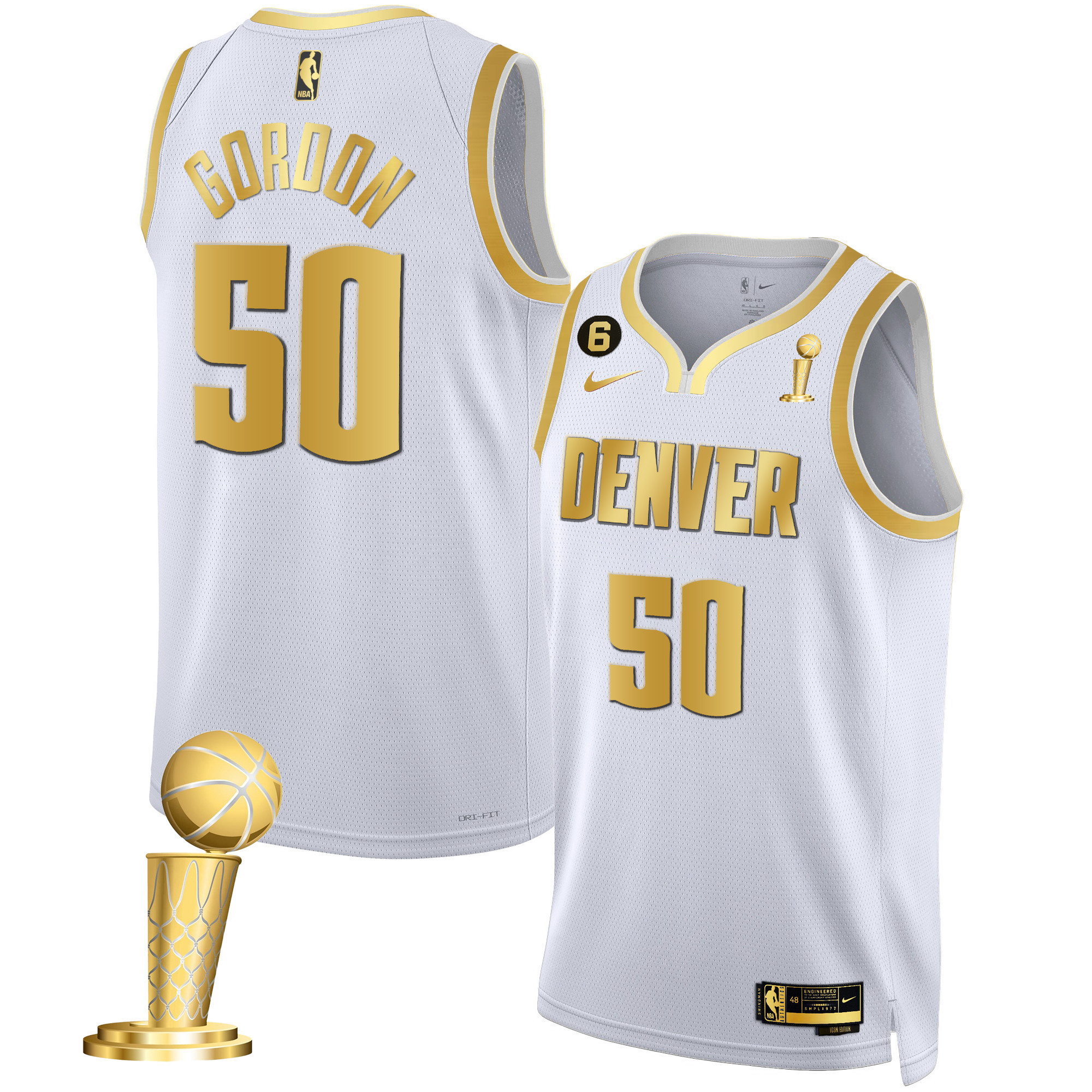 Aaron Gordon Men's Denver Nuggets Champions Black & White Gold Jersey - All Stitched