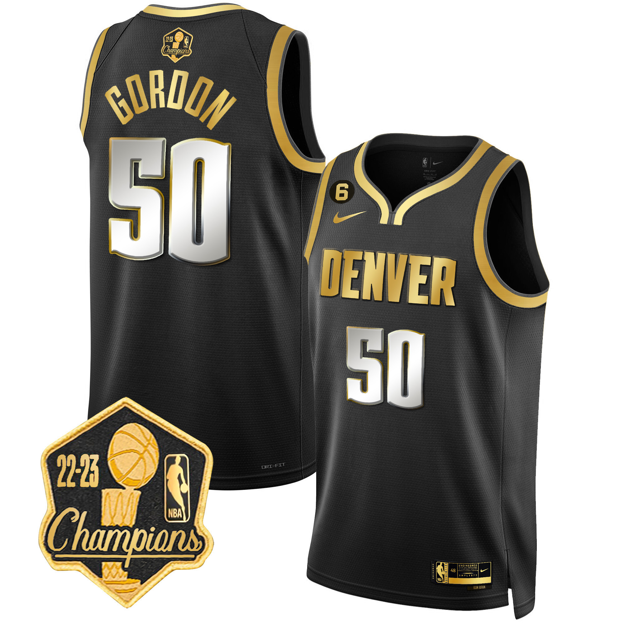 Aaron Gordon Men's Denver Nuggets Champions Limited Patch Black Limited Jersey - All Stitched