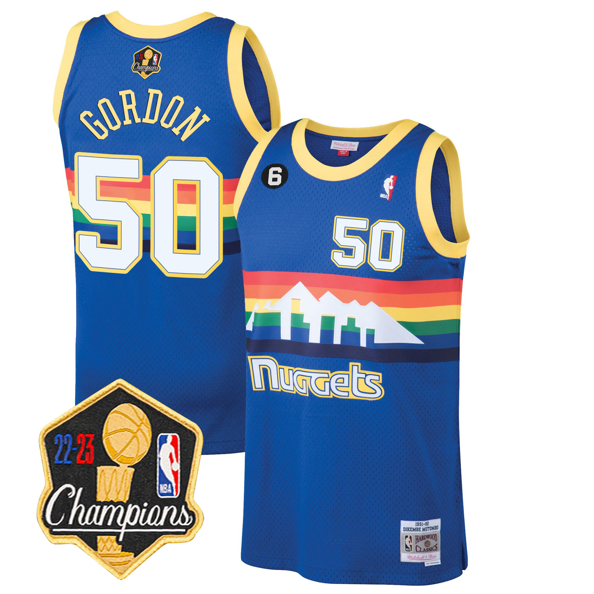 Aaron Gordon Men's Denver Nuggets Champions Limited Patch Blue Classic Jersey - All Stitched