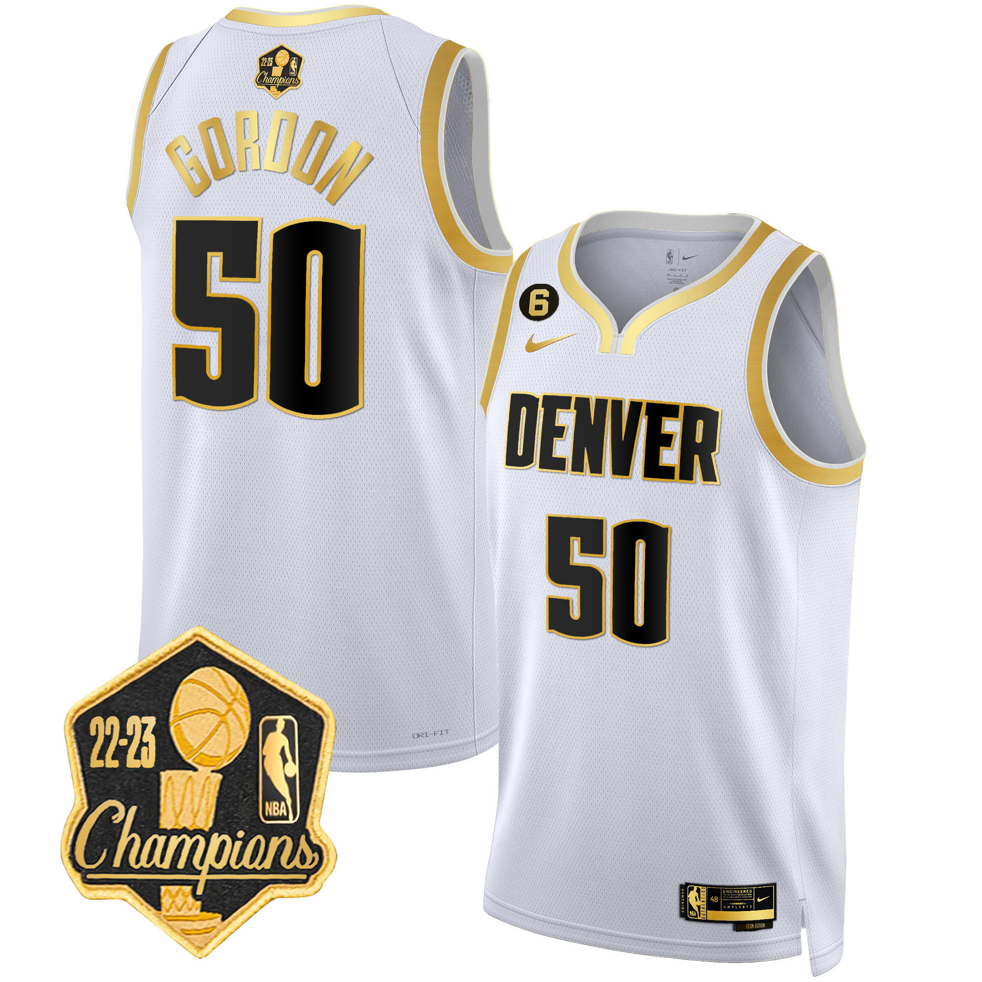 Aaron Gordon Men's Denver Nuggets Champions Limited Patch White Gold Jersey - All Stitched
