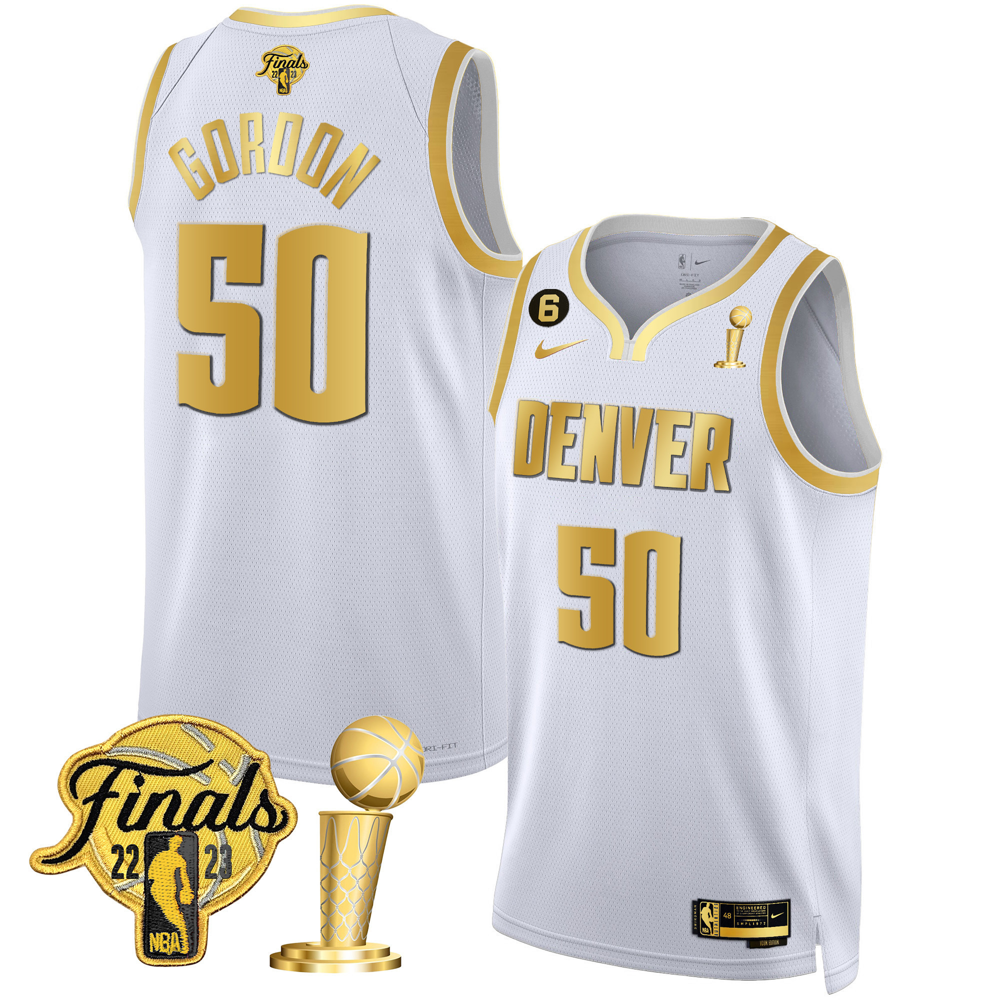Aaron Gordon Men's Denver Nuggets Finals & Champions Black & White Gold Jersey - All Stitched