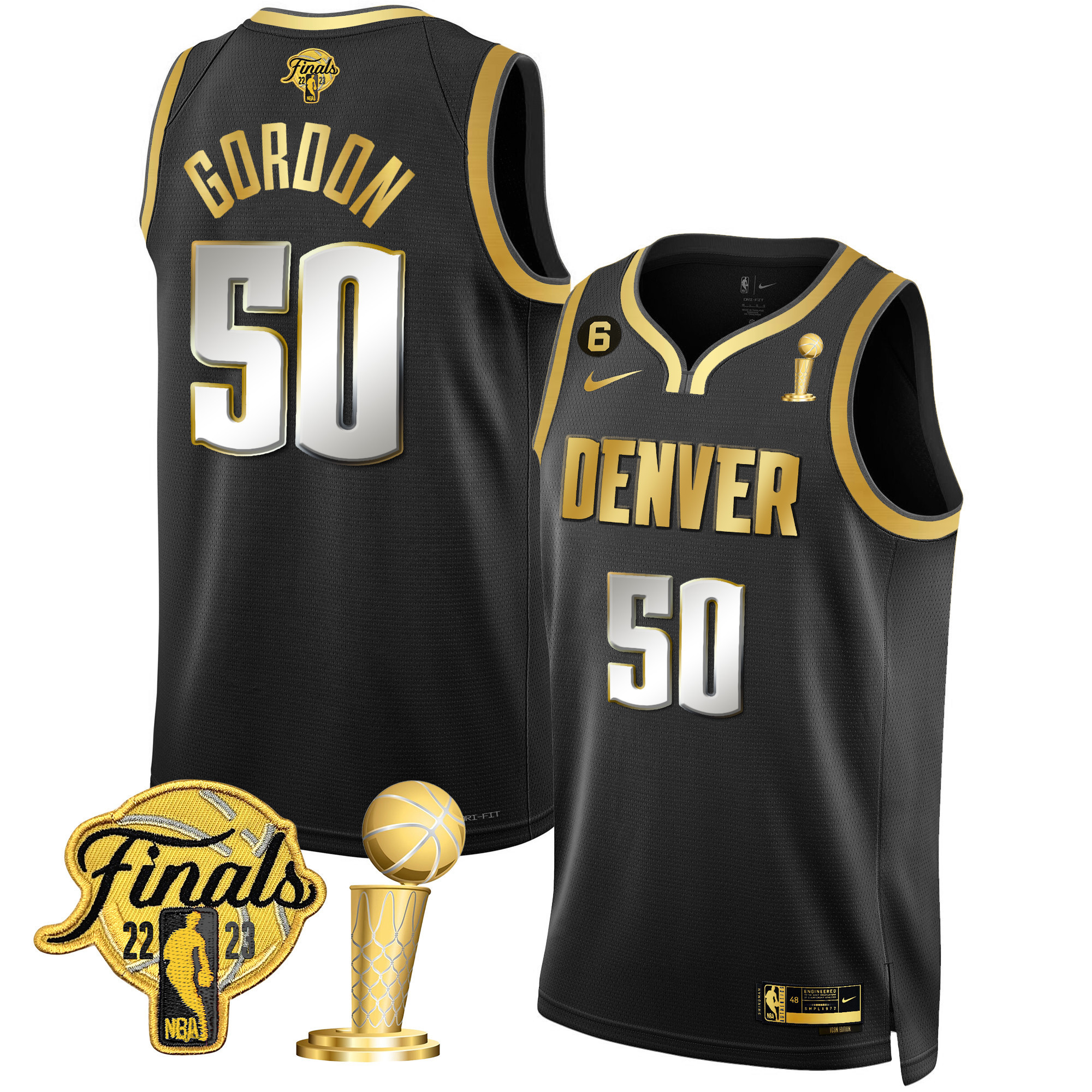 Aaron Gordon Men's Denver Nuggets Finals & Champions Patch Black Limited Jersey - All Stitched