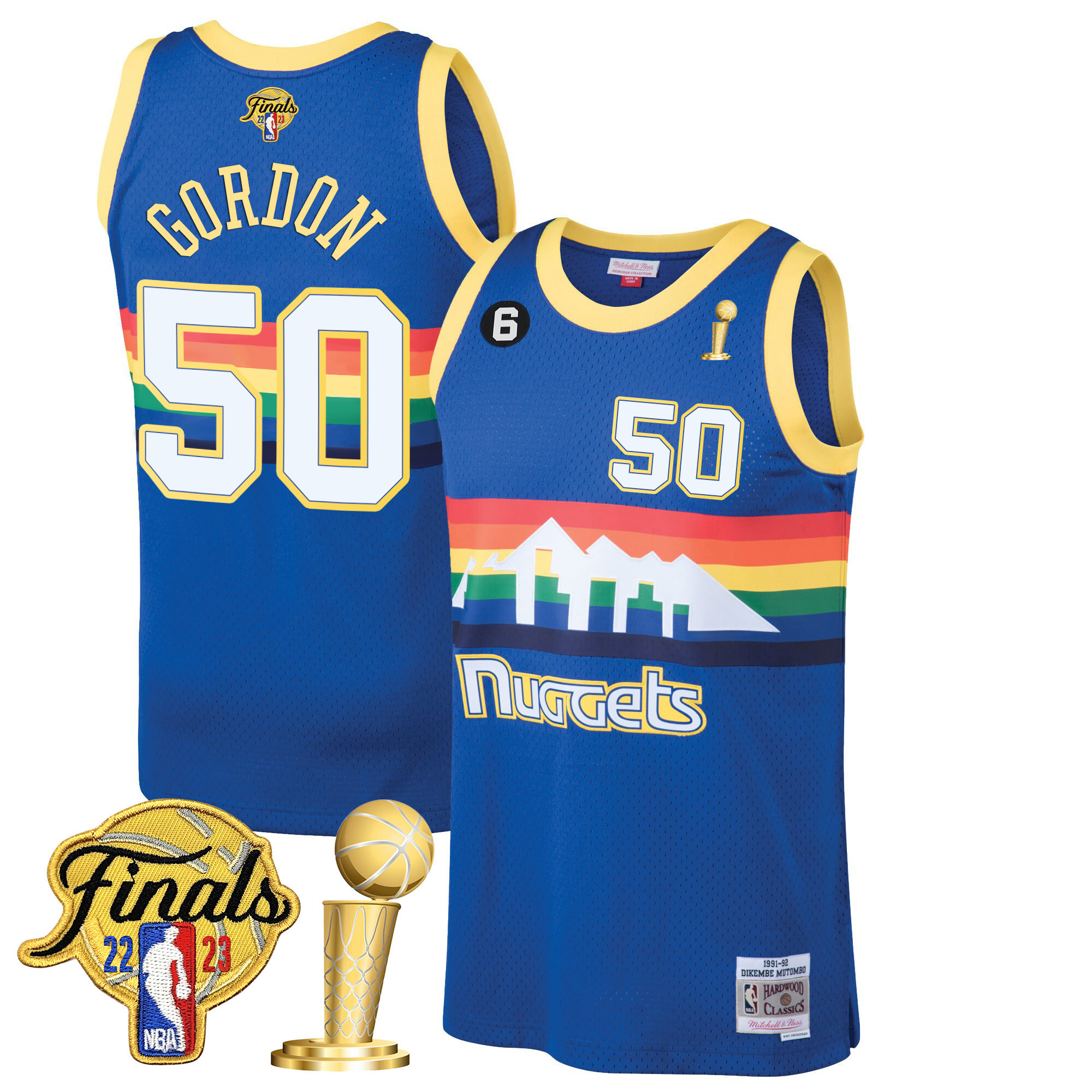 Aaron Gordon Men's Denver Nuggets Finals & Champions Patch Blue Classic Jersey - All Stitched