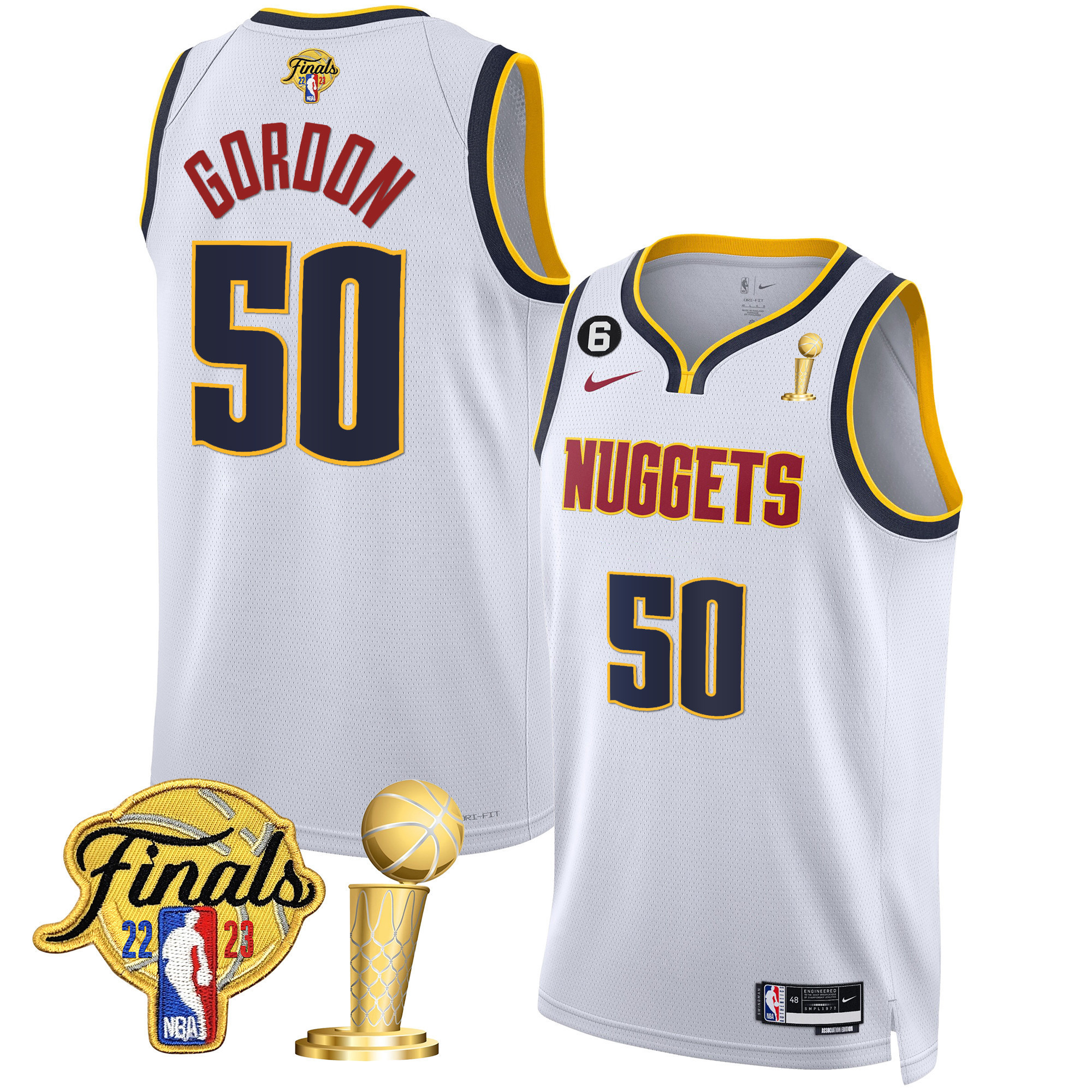 Aaron Gordon Men's Denver Nuggets Finals & Champions Patch Gold Association Jersey - All Stitched