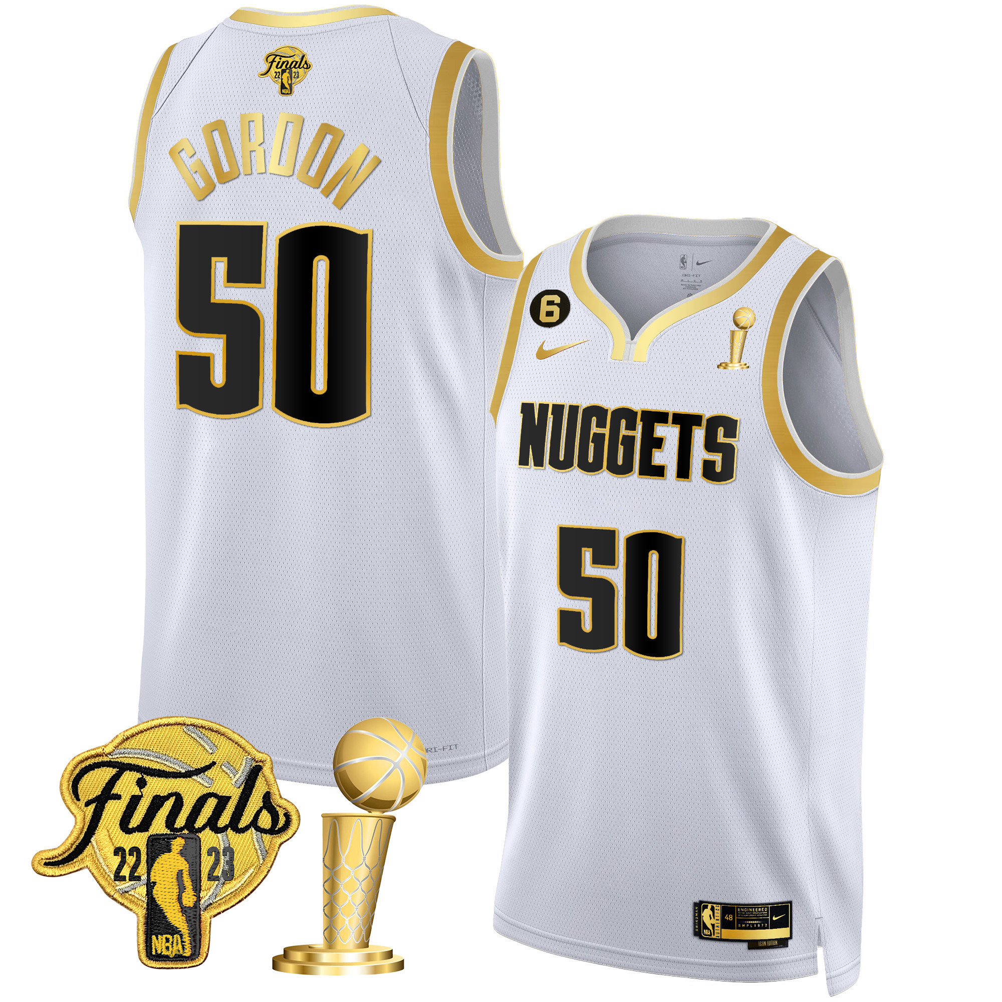 Aaron Gordon Men's Denver Nuggets Finals & Champions Patch Gold White Gold Jersey - All Stitched