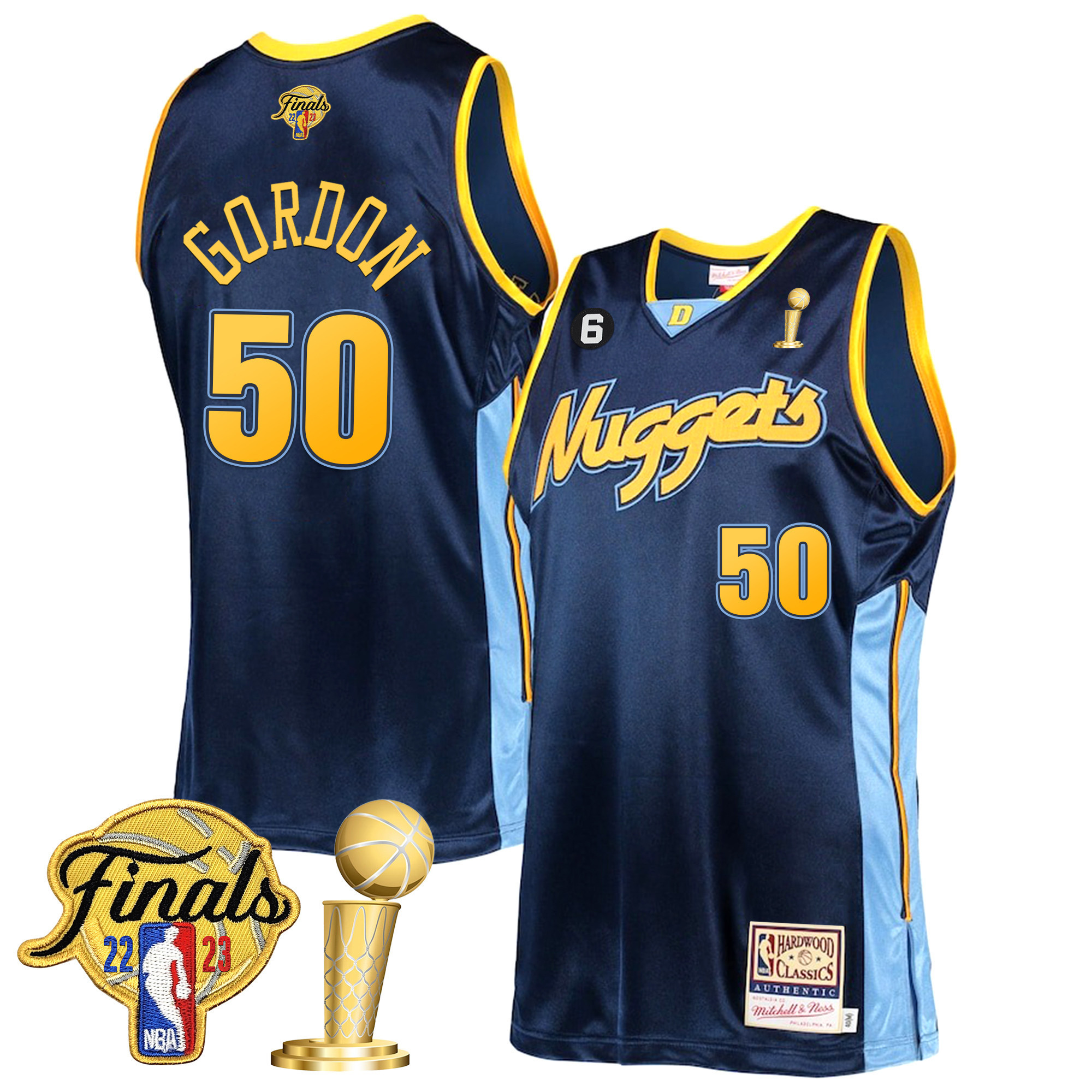 Aaron Gordon Men's Denver Nuggets Finals Patch & Champions Collection V2 Hardwood Classics Jersey - All Stitched