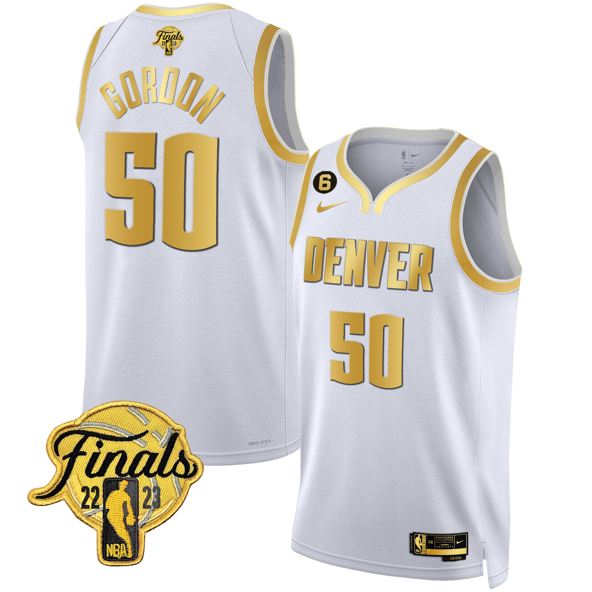 Aaron Gordon Men's Denver Nuggets Finals Patch Black & White Gold Jersey - All Stitched