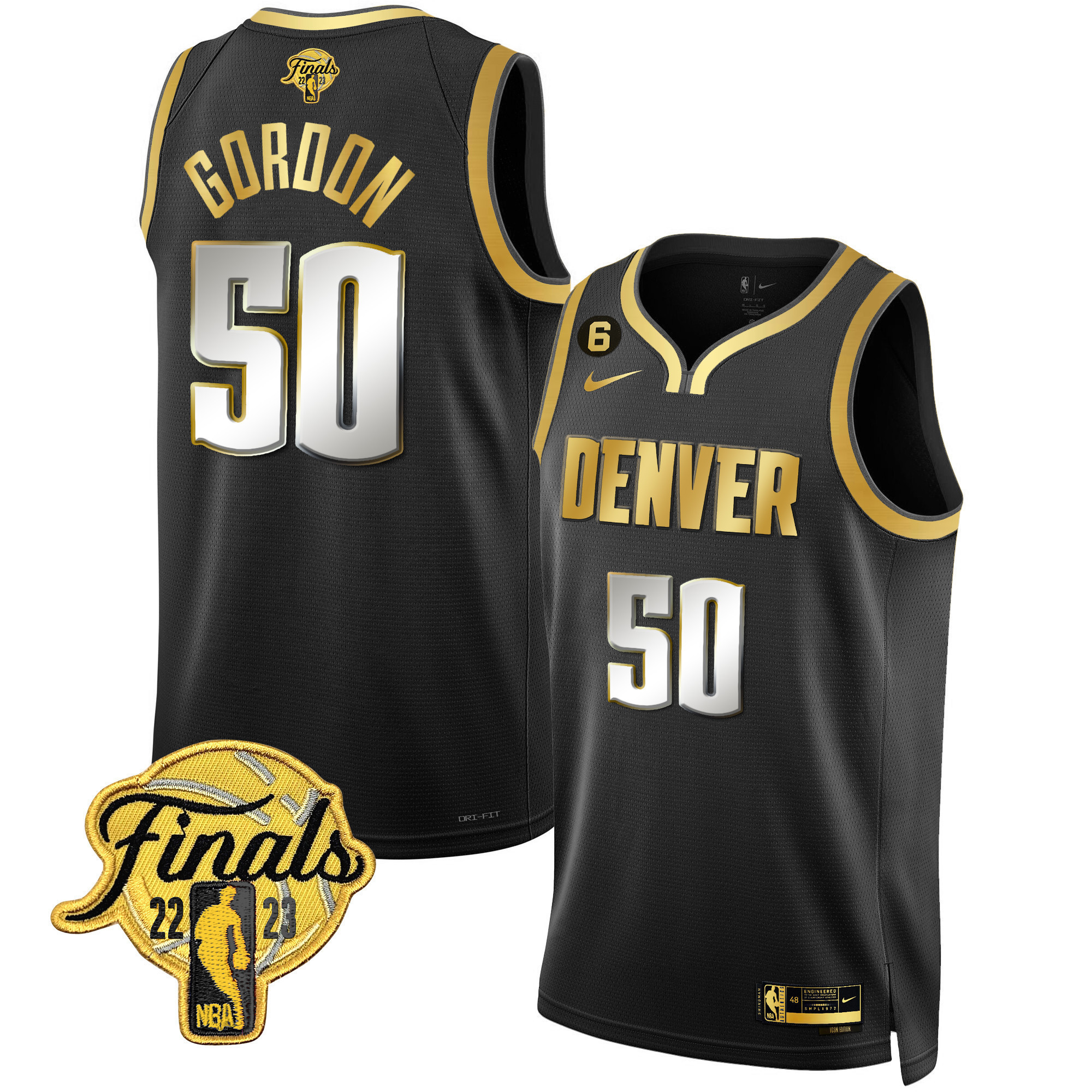 Aaron Gordon Men's Denver Nuggets Finals Patch Collection Black Limited Jersey - All Stitched