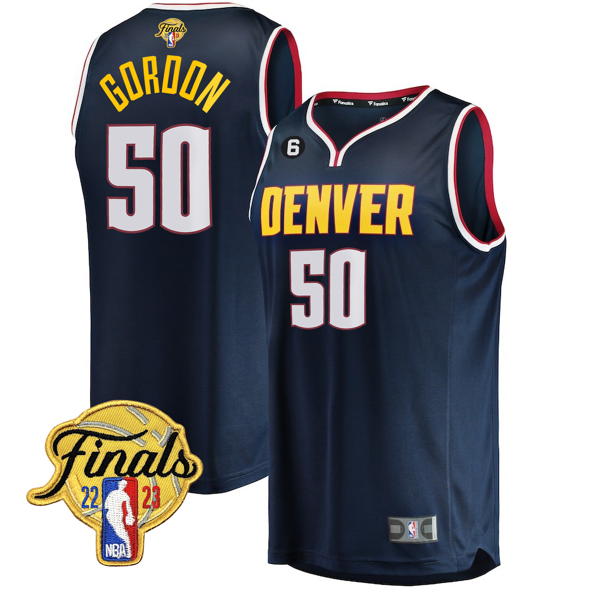 Aaron Gordon Men's Denver Nuggets Finals Patch Collection V2 Icon Navy Jersey - All Stitched