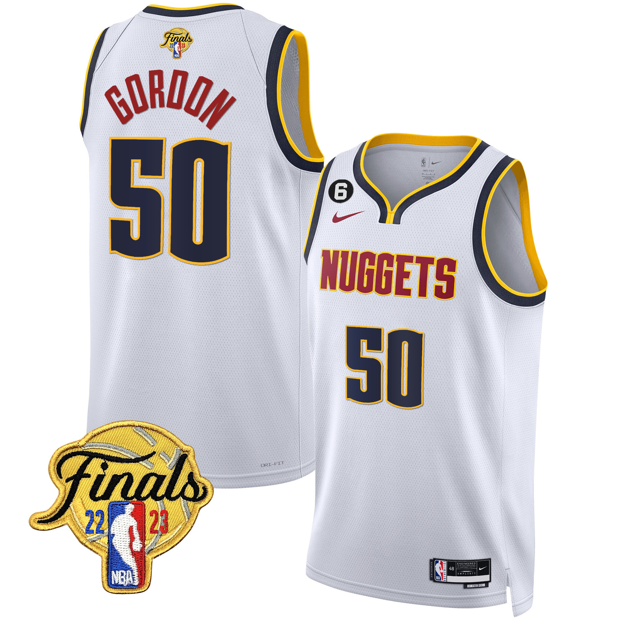 Aaron Gordon Men's Denver Nuggets Finals Patch Gold Association Jersey - All Stitched