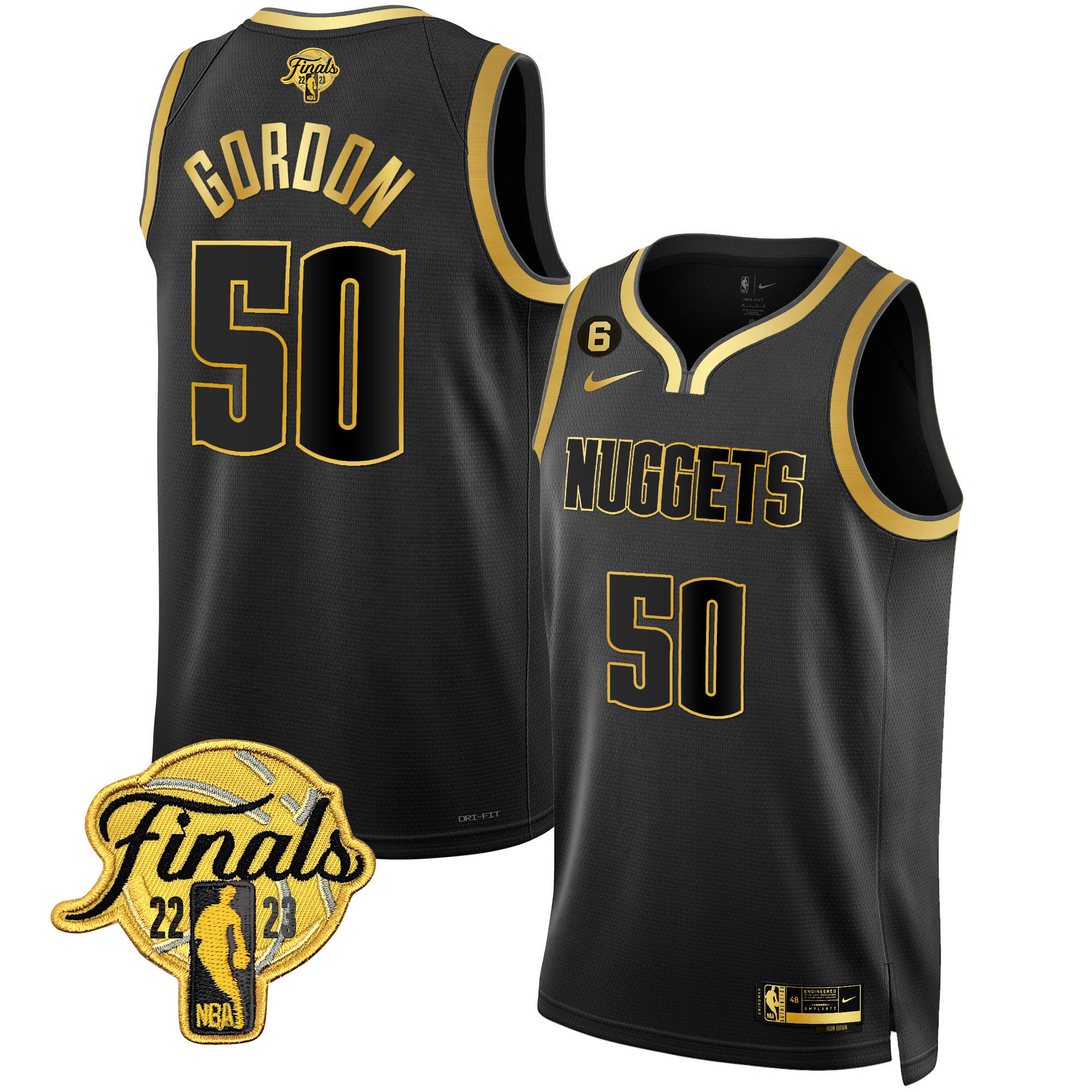 Aaron Gordon Men's Denver Nuggets Finals Patch Gold Black Gold Jersey - All Stitched