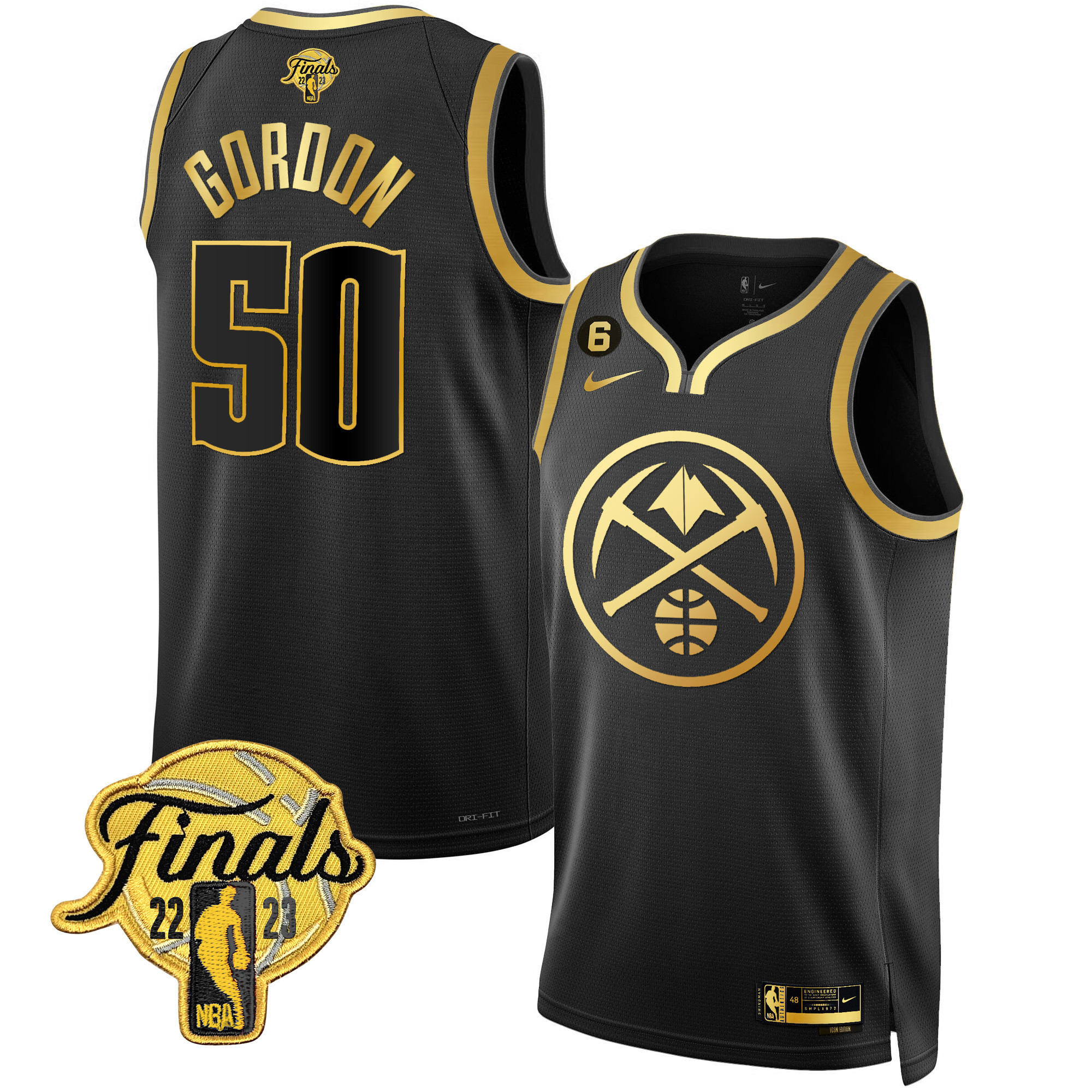 Aaron Gordon Men's Denver Nuggets Finals Patch Gold Special Black Gold Jersey - All Stitched