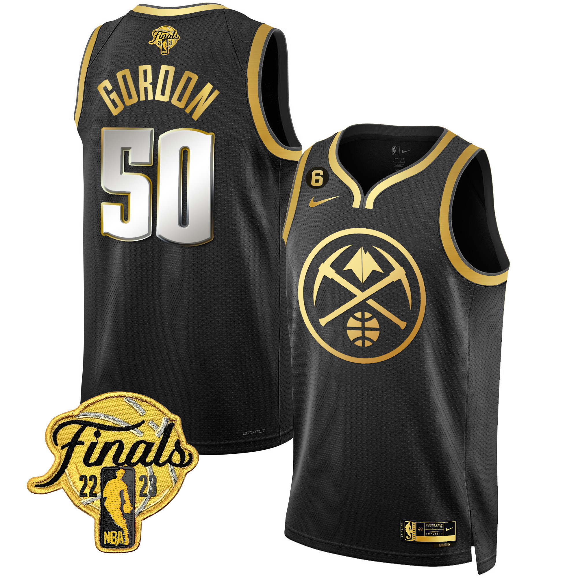 Aaron Gordon Men's Denver Nuggets Finals Patch Gold Special Black Limited Jersey - All Stitched