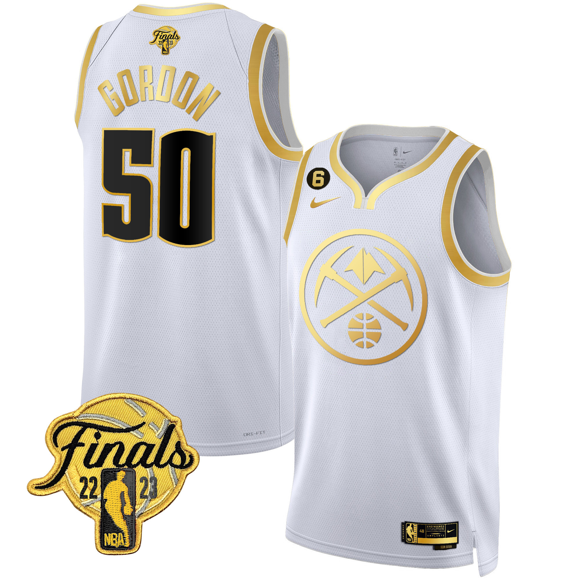 Aaron Gordon Men's Denver Nuggets Finals Patch Gold Special White Gold Jersey - All Stitched