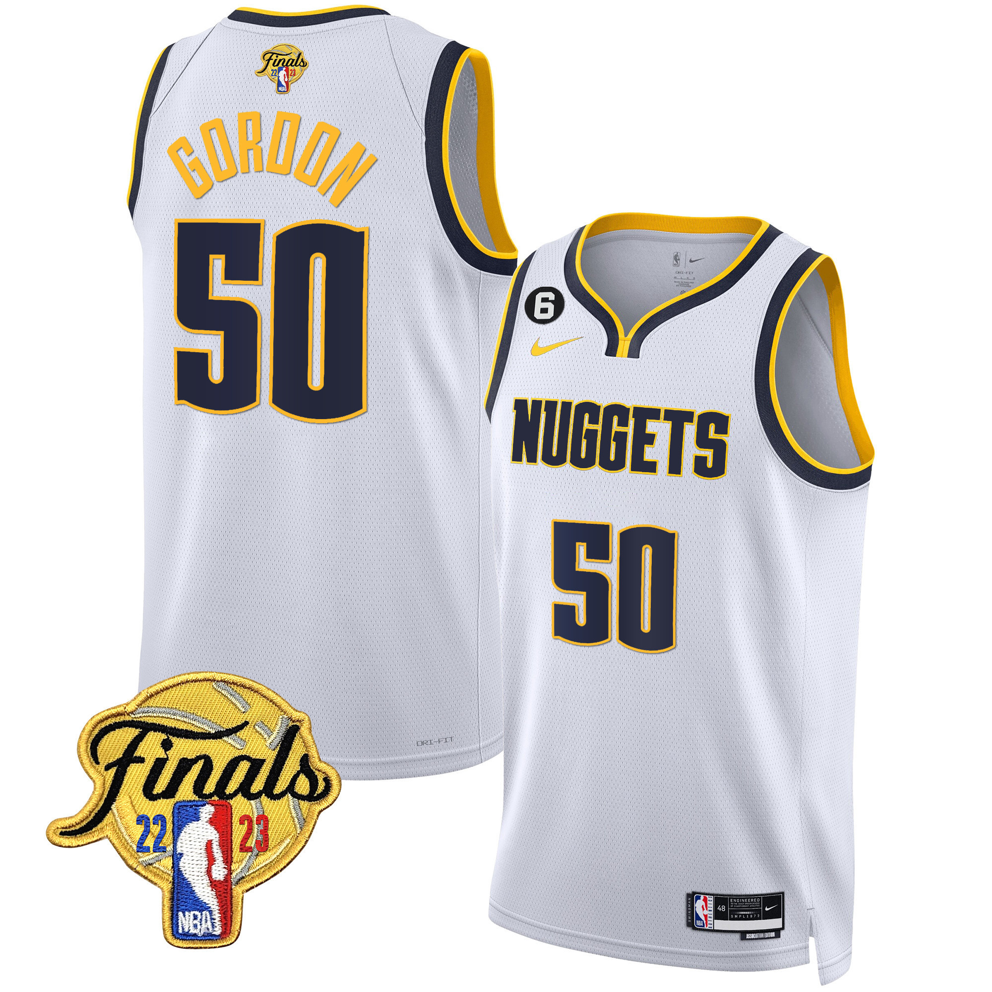 Aaron Gordon Men's Denver Nuggets Finals Patch Gold Trim Association Jersey - All Stitched