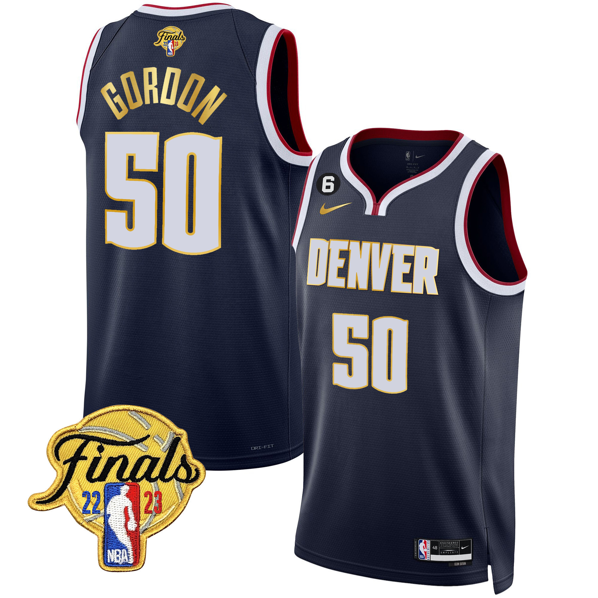 Aaron Gordon Men's Denver Nuggets Finals Patch Gold Trim Icon Jersey - All Stitched