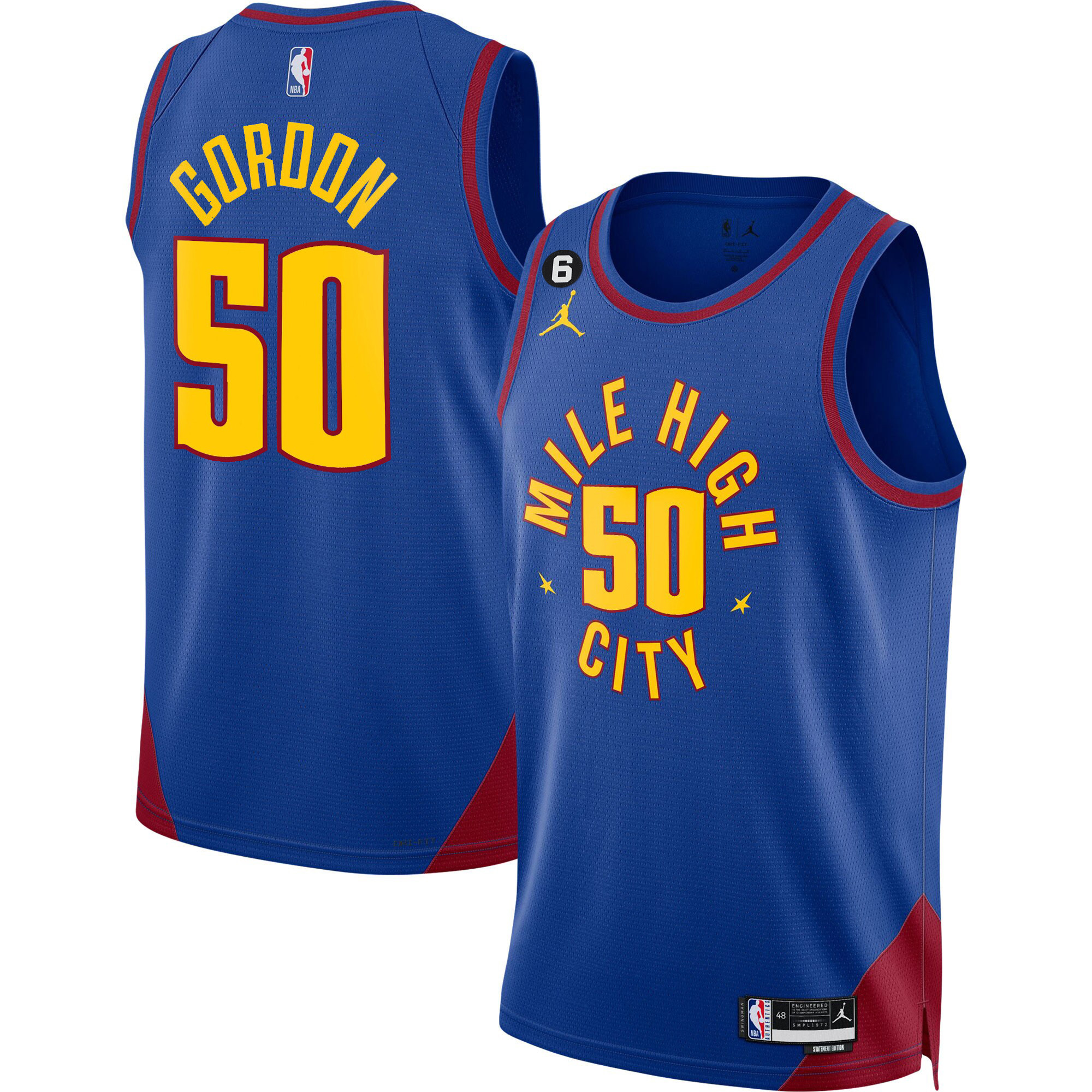 Aaron Gordon Men's Denver Nuggets #6 Patch Collection Statement Jersey - All Stitched
