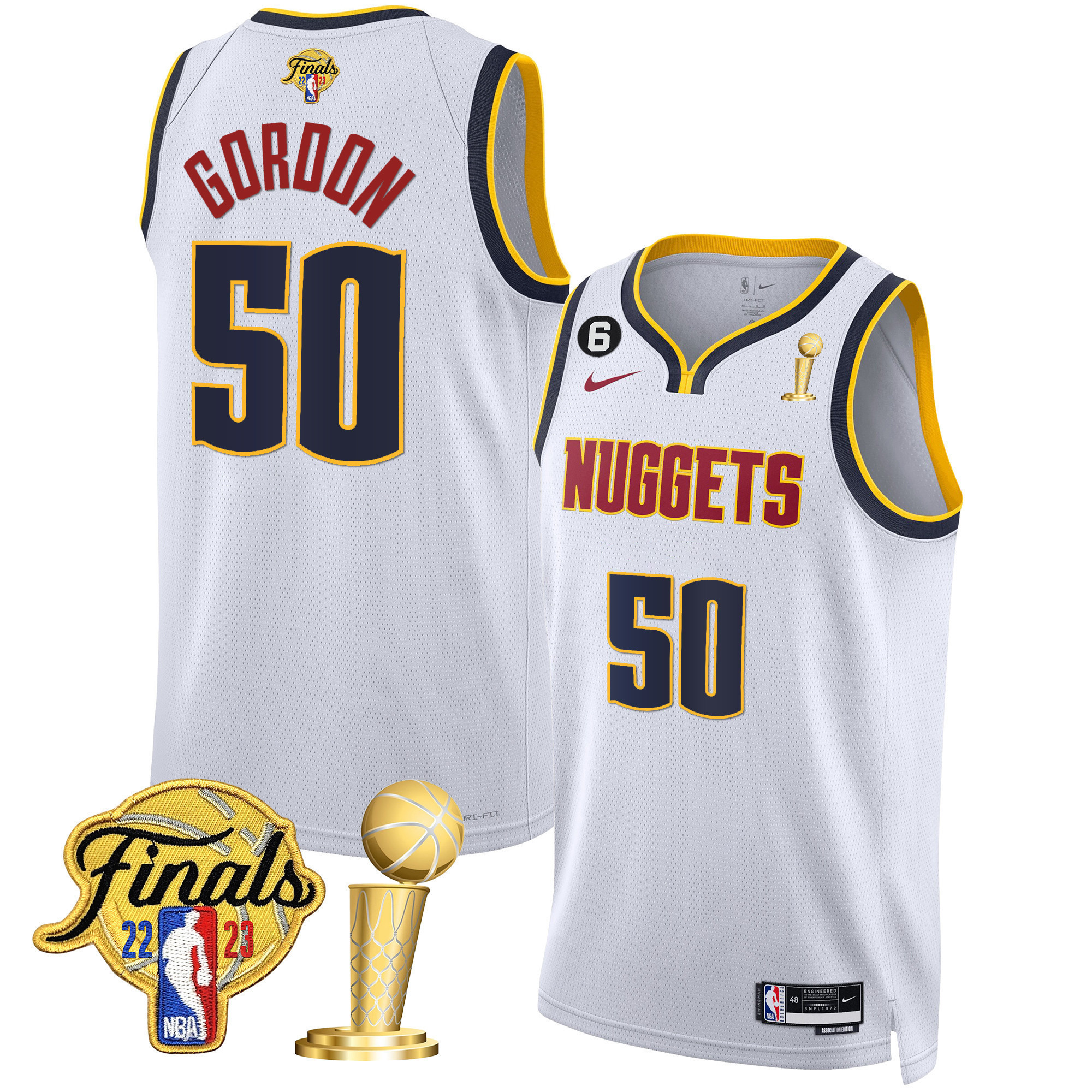 Aaron Gordon Youth's Denver Nuggets Finals & Champions Patch Gold Association Jersey - All Stitched