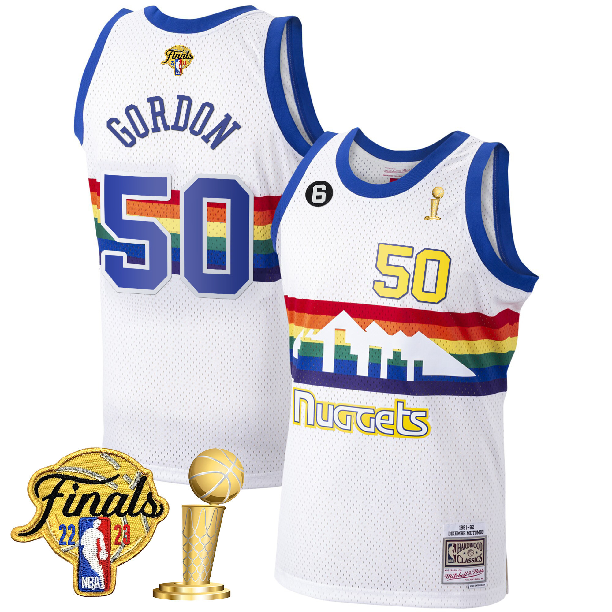 Aaron Gordon Youth's Denver Nuggets Finals & Champions Patch White Classic Jersey - All Stitched