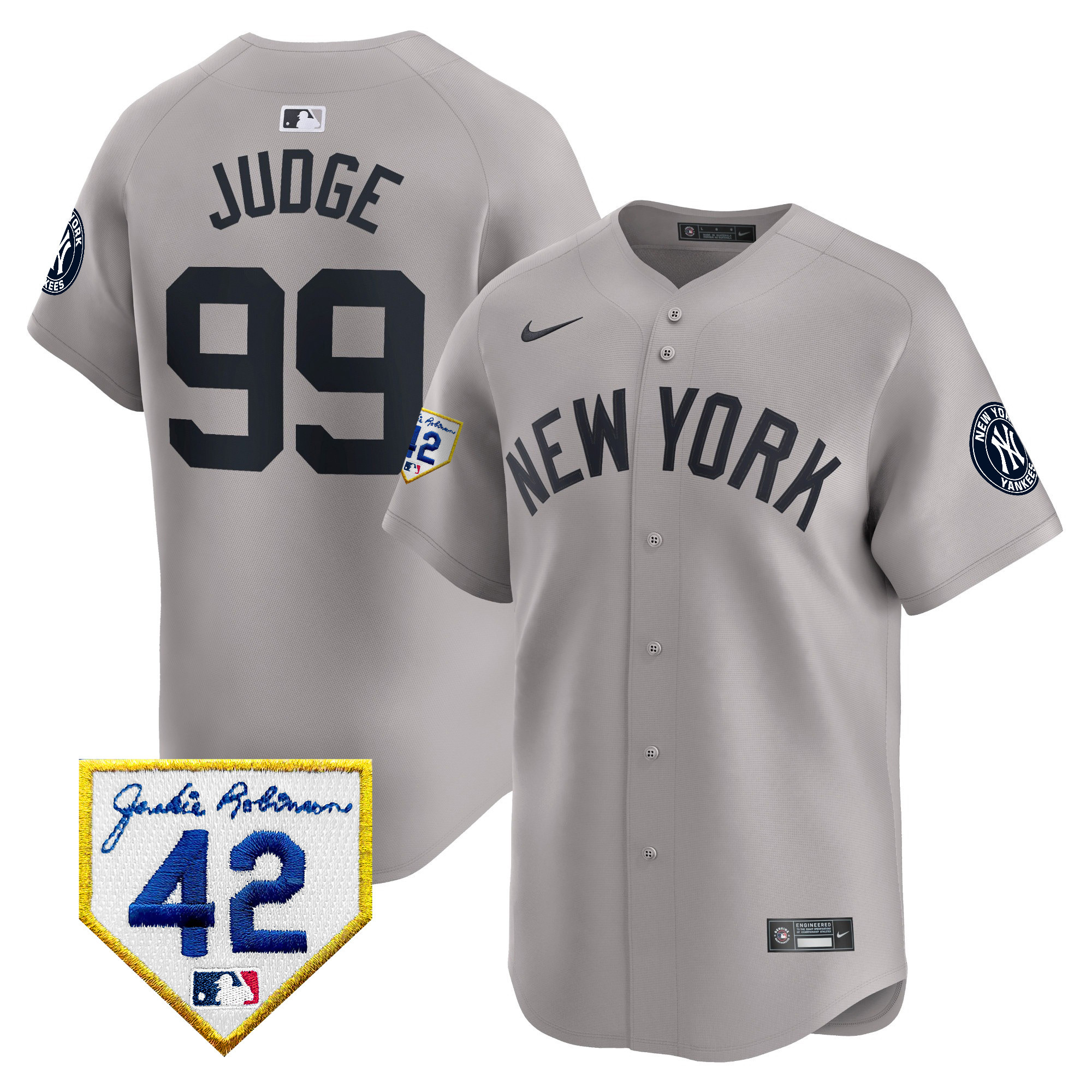 Aaron Judge Men's New York Yankees Jackie Robinson Patch Vapor Premier Limited Gray Jersey
