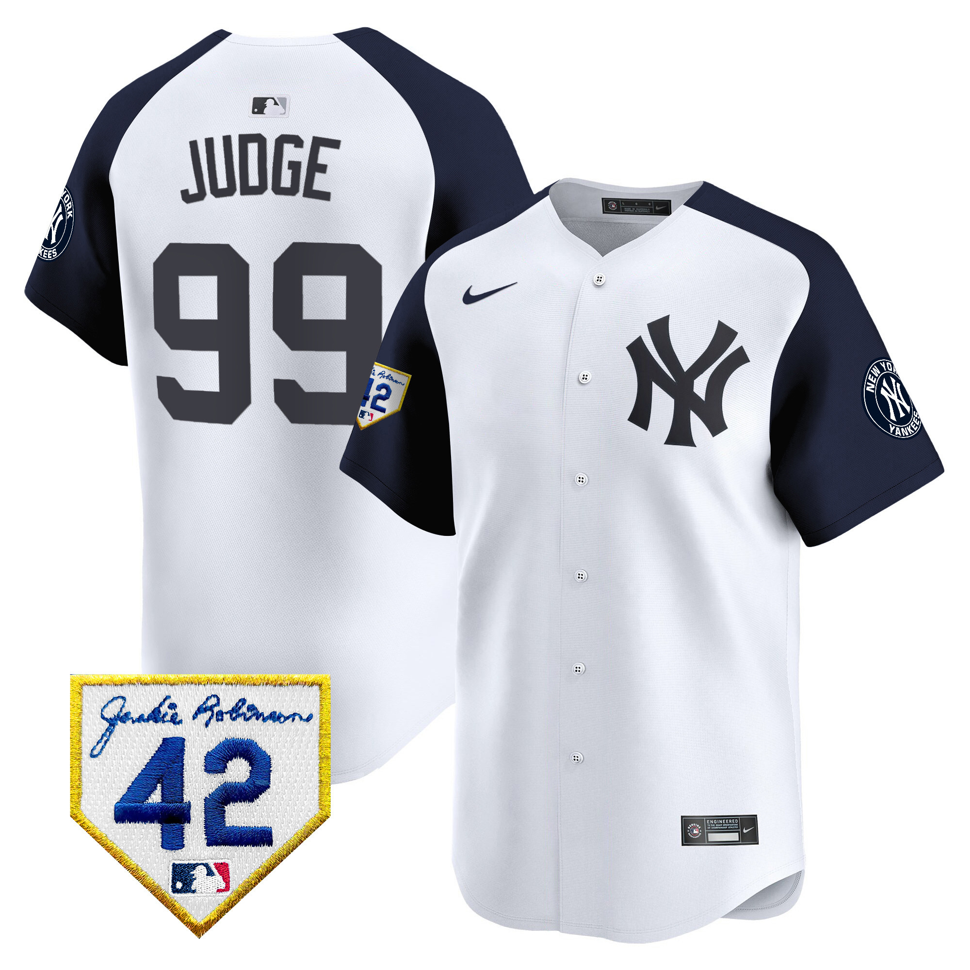 Aaron Judge Men's New York Yankees Jackie Robinson Patch Vapor Premier Limited White Alternate Jersey