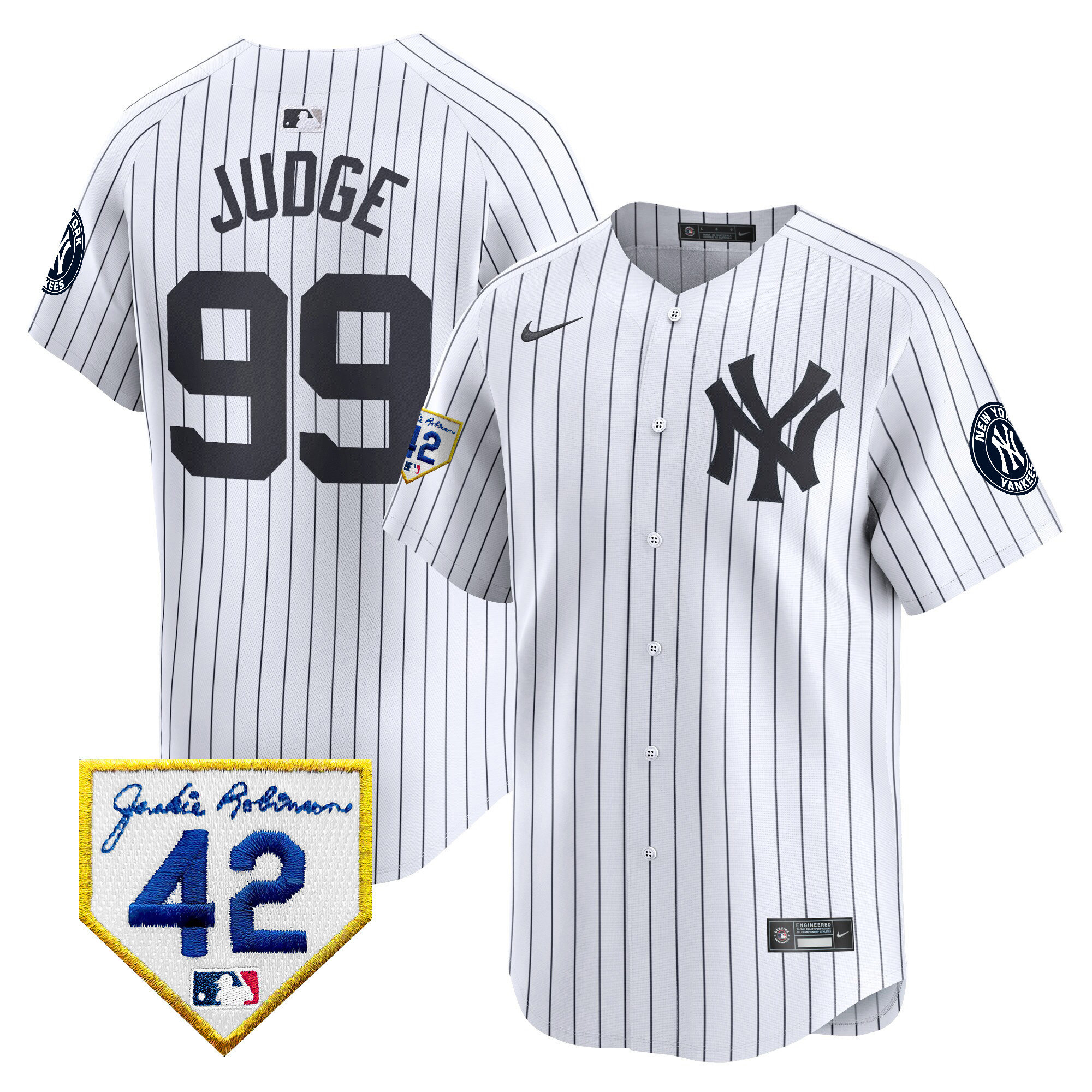 Aaron Judge Men's New York Yankees Jackie Robinson Patch Vapor Premier Limited White Jersey