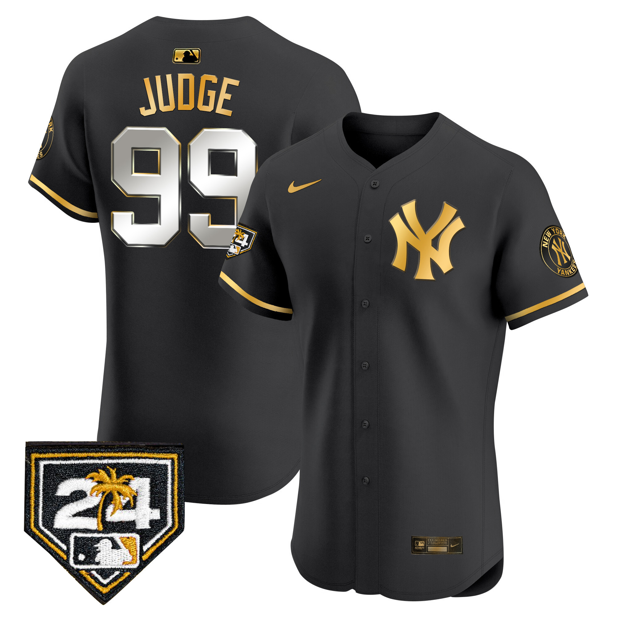 Aaron Judge Men's New York Yankees Spring Training Patch Vapor Premier Elite V2 Black Gold Jersey
