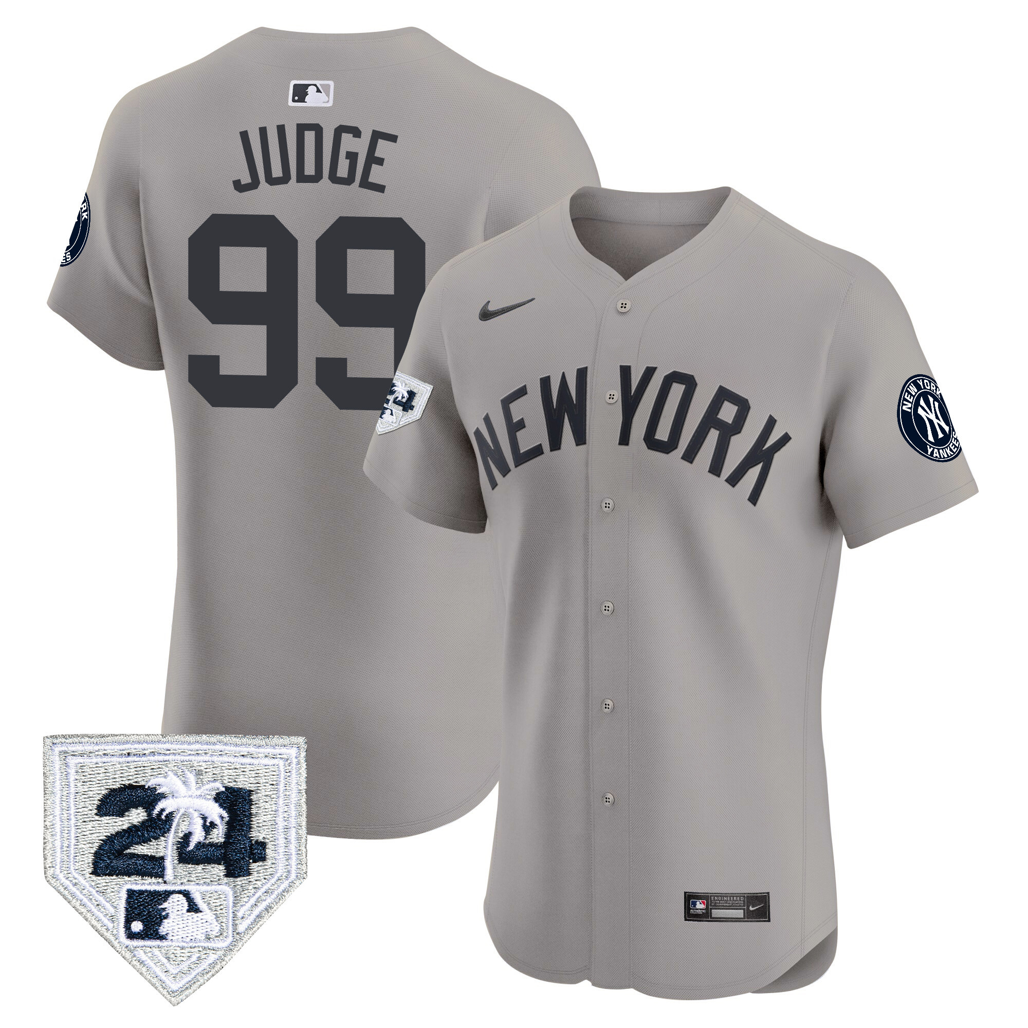 Aaron Judge Men's New York Yankees Spring Training Patch Vapor Premier Elite V2 Gray Jersey
