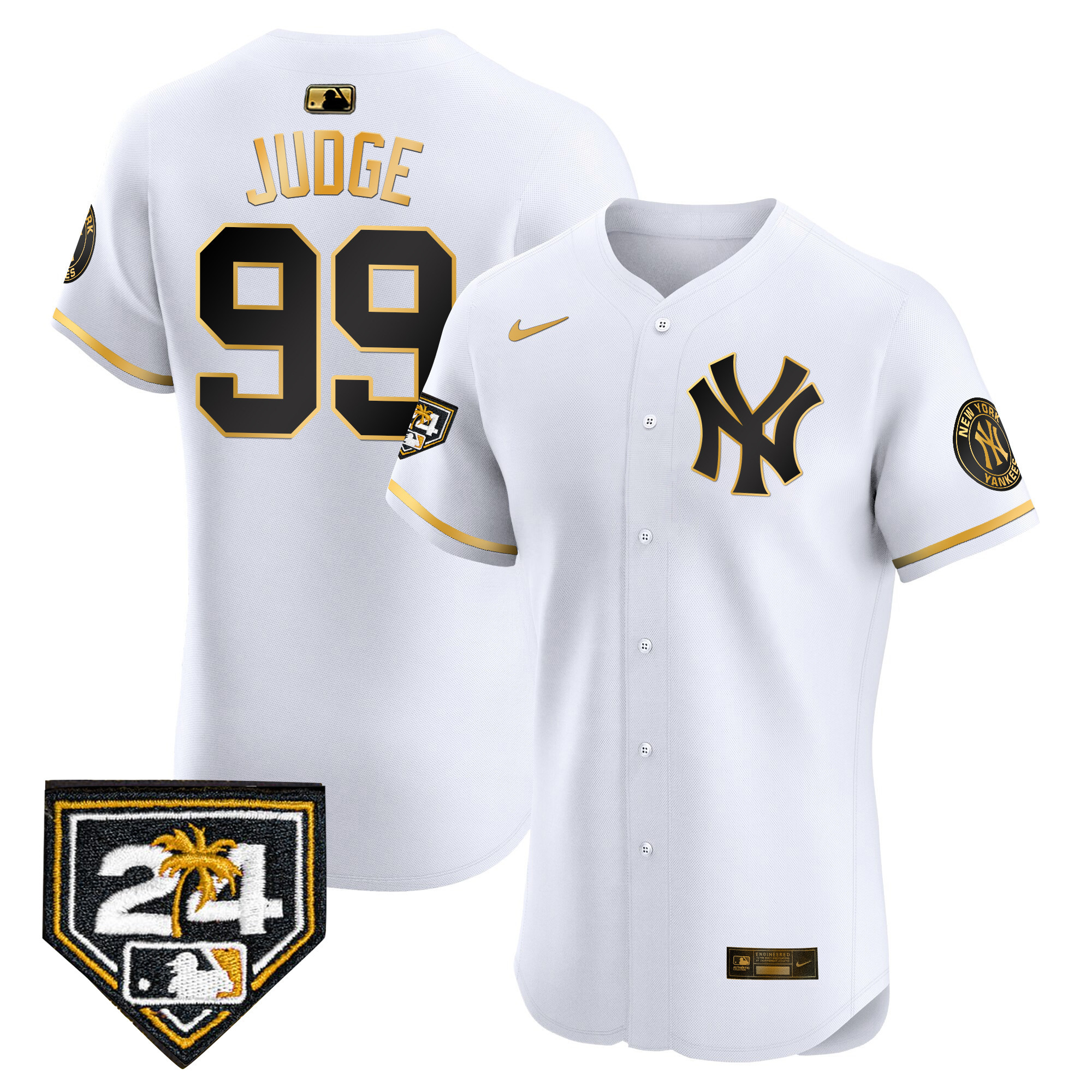 Aaron Judge Men's New York Yankees Spring Training Patch Vapor Premier Elite V2 White Gold Jersey