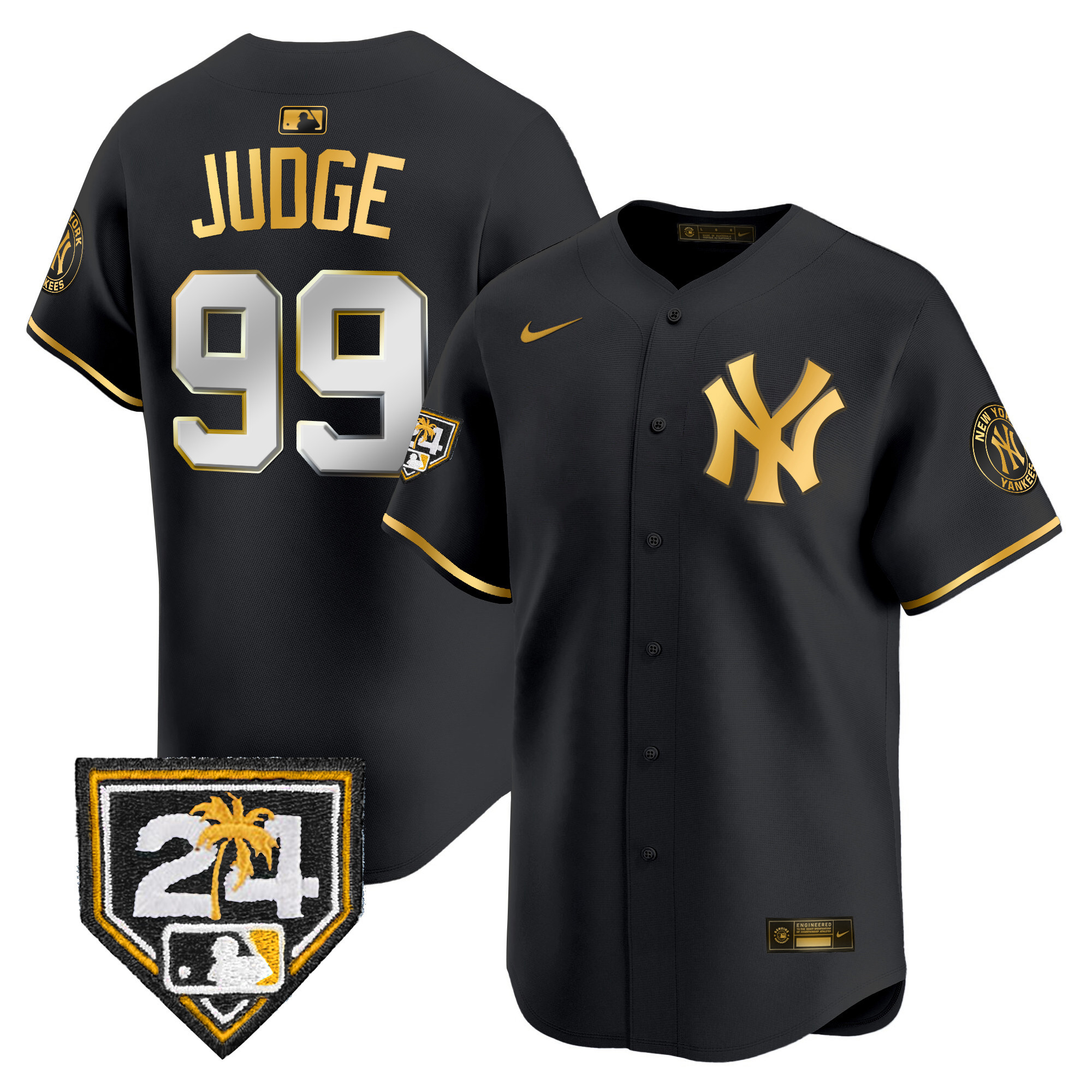 Aaron Judge Men's New York Yankees Spring Training Patch Vapor Premier Limited V2 Black Gold Jersey