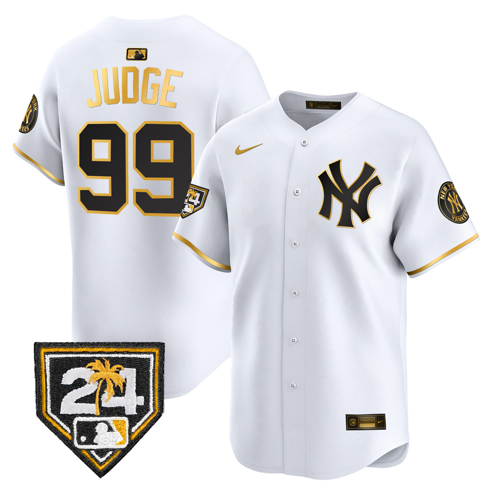 Aaron Judge Men's New York Yankees Spring Training Patch Vapor Premier Limited V2 White Gold Jersey