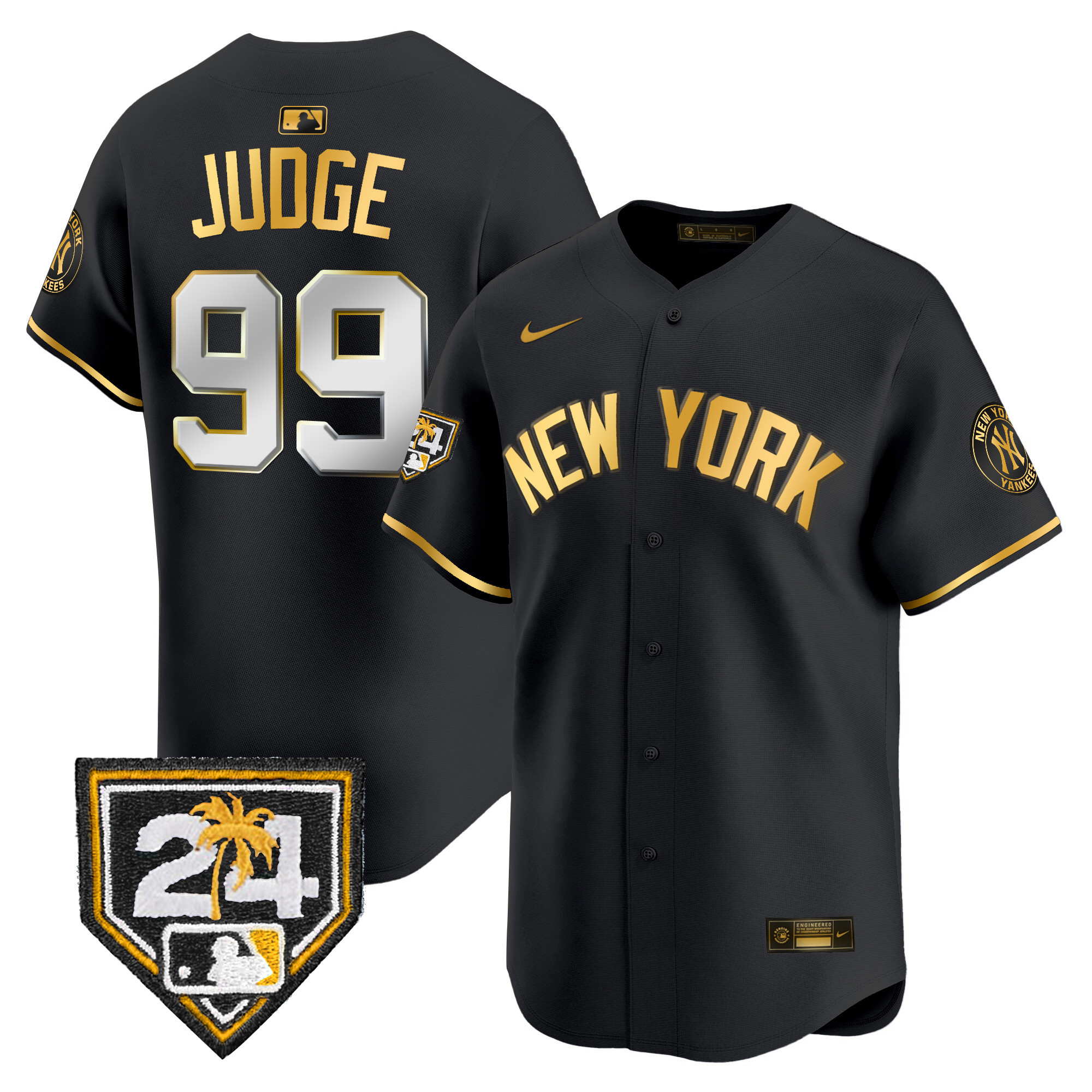 Aaron Judge Men's New York Yankees Spring Training Patch Vapor Premier Limited V3 Black Gold Jersey
