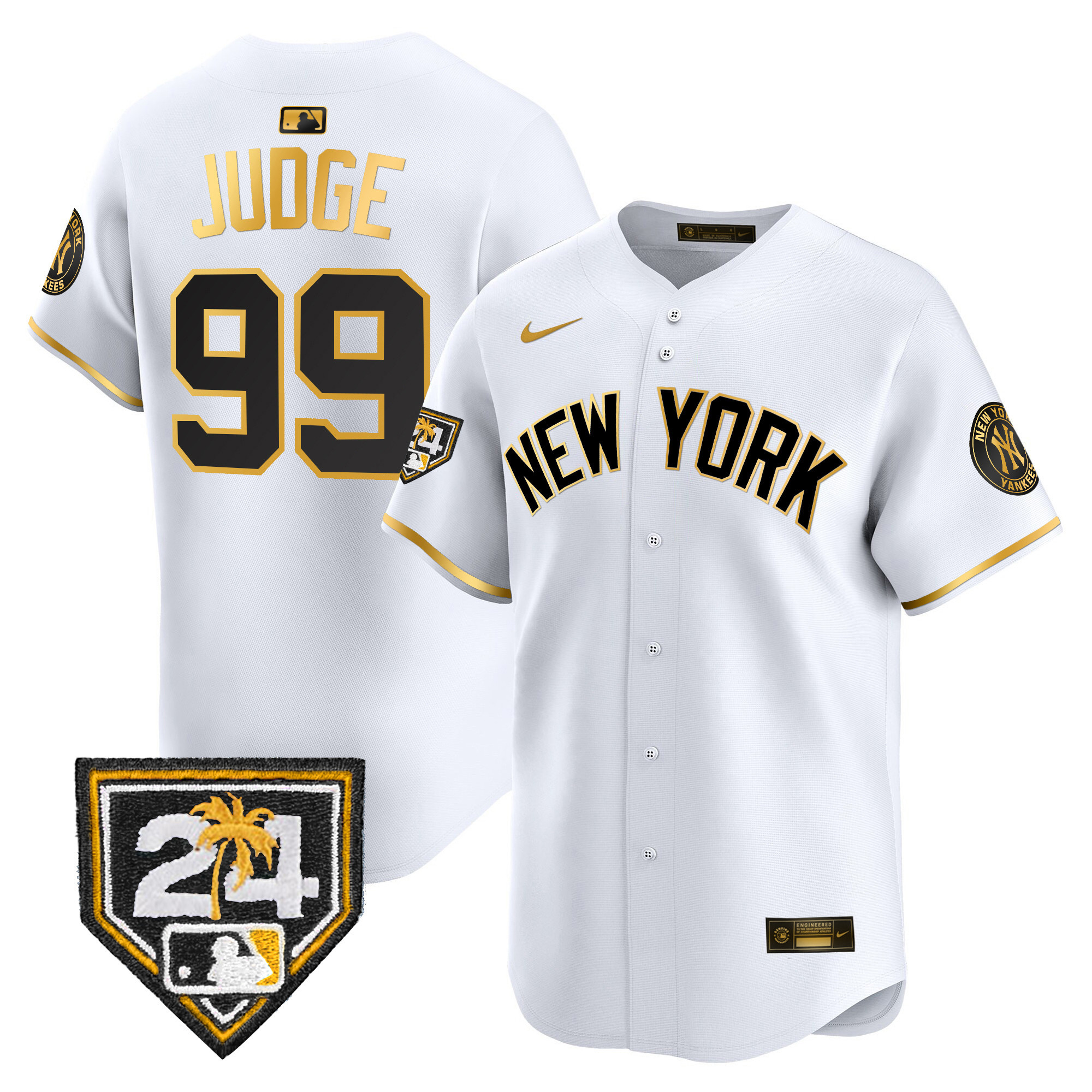 Aaron Judge Men's New York Yankees Spring Training Patch Vapor Premier Limited V3 White Gold Jersey