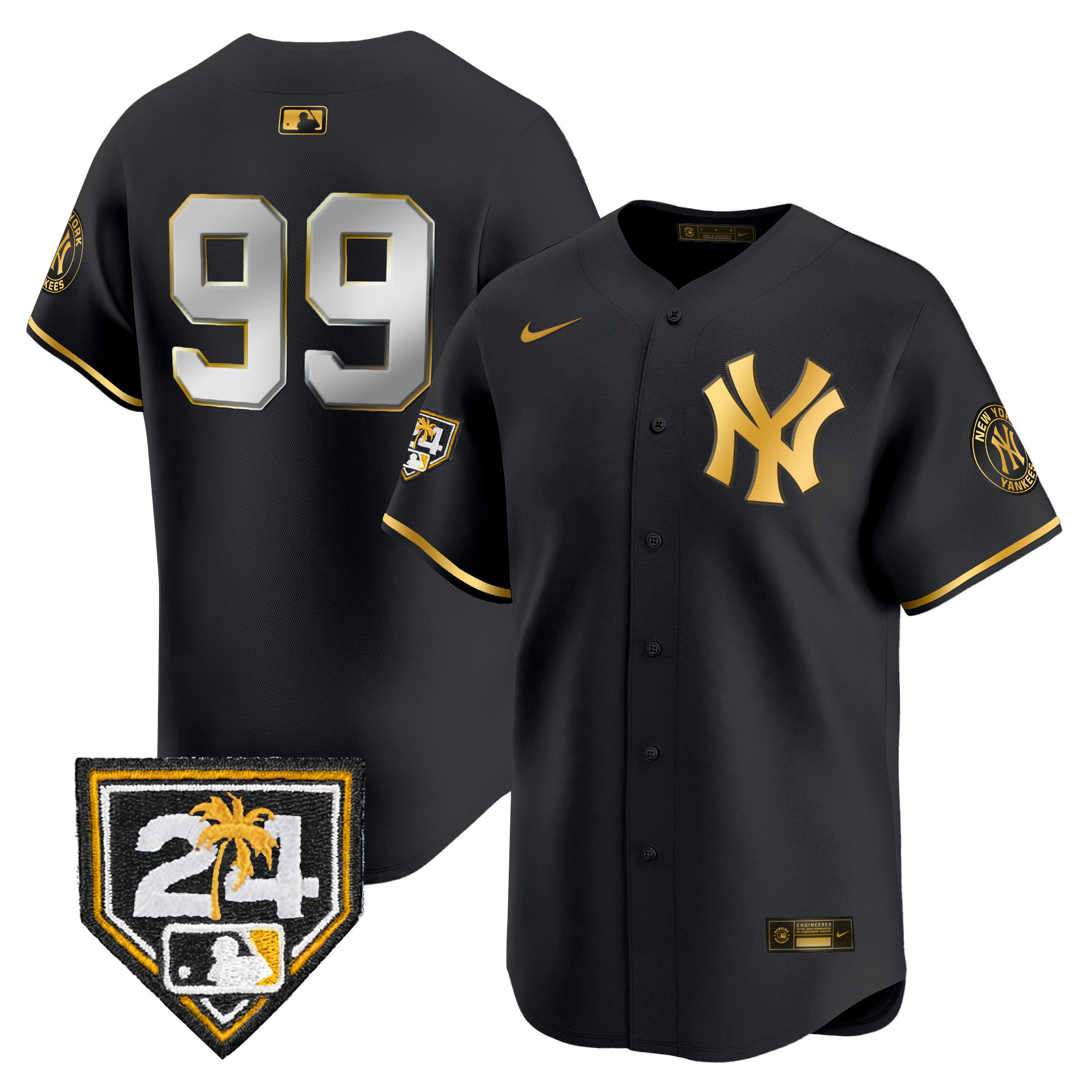 Aaron Judge Men's New York Yankees Spring Training Patch Vapor Premier Limited V4 Black Gold Jersey