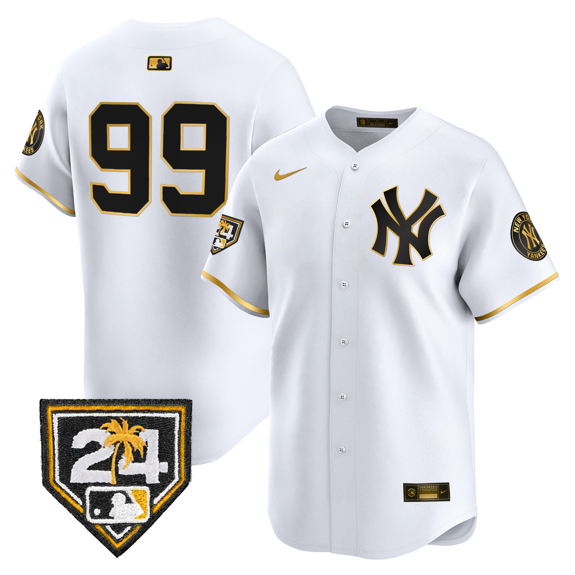 Aaron Judge Men's New York Yankees Spring Training Patch Vapor Premier Limited V4 White Gold Jersey