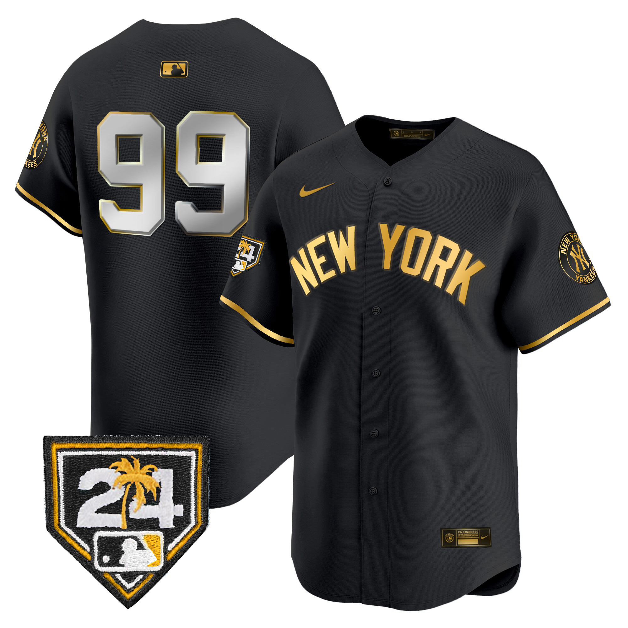 Aaron Judge Men's New York Yankees Spring Training Patch Vapor Premier Limited V5 Black Gold Jersey