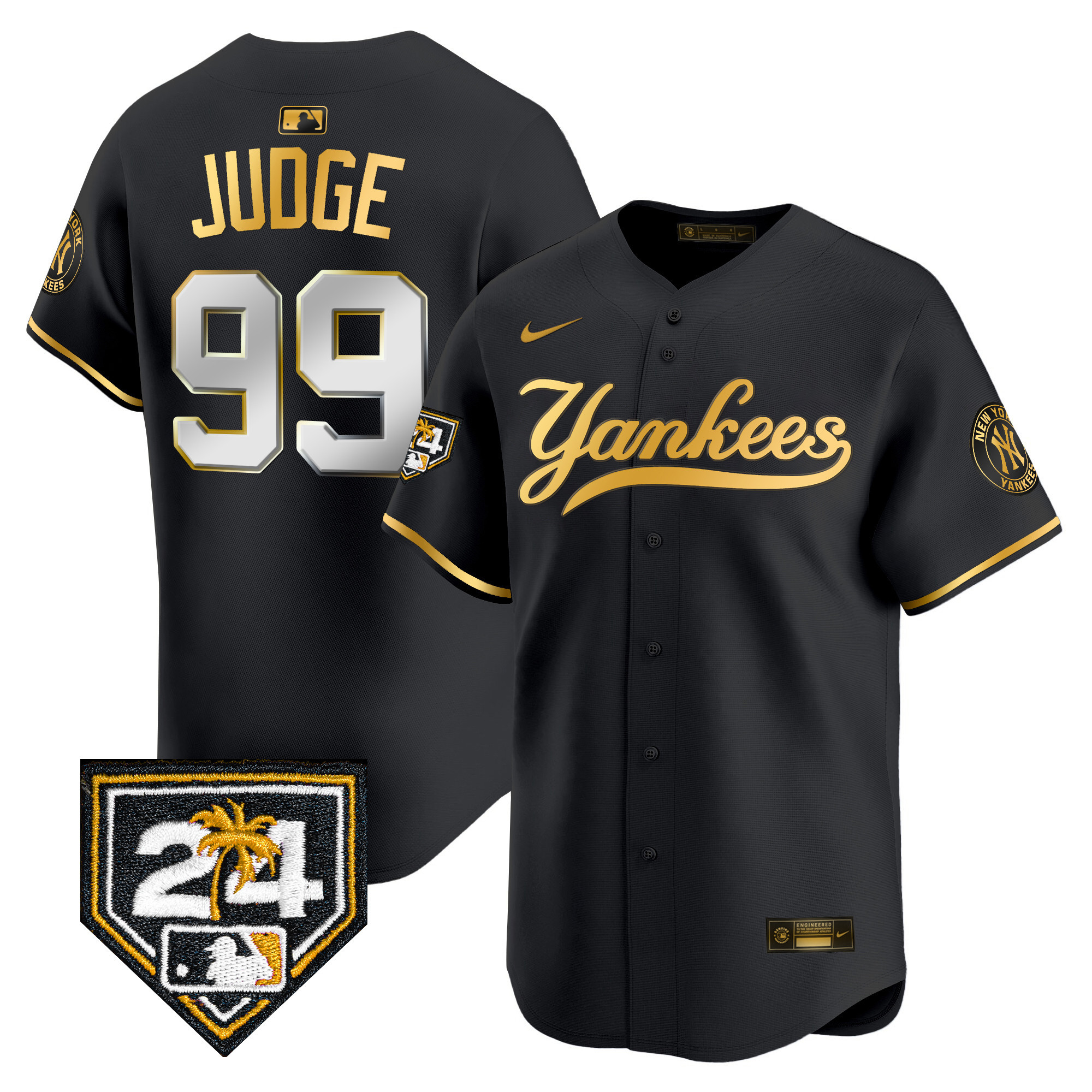 Aaron Judge Men's New York Yankees Spring Training Patch Vapor Premier Limited V6 Black Gold Jersey