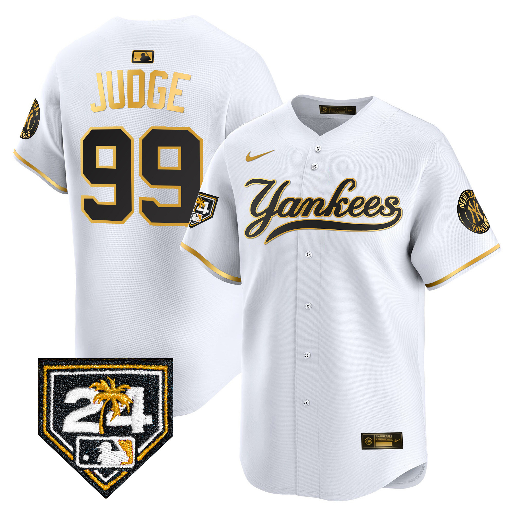 Aaron Judge Men's New York Yankees Spring Training Patch Vapor Premier Limited V6 White Gold Jersey