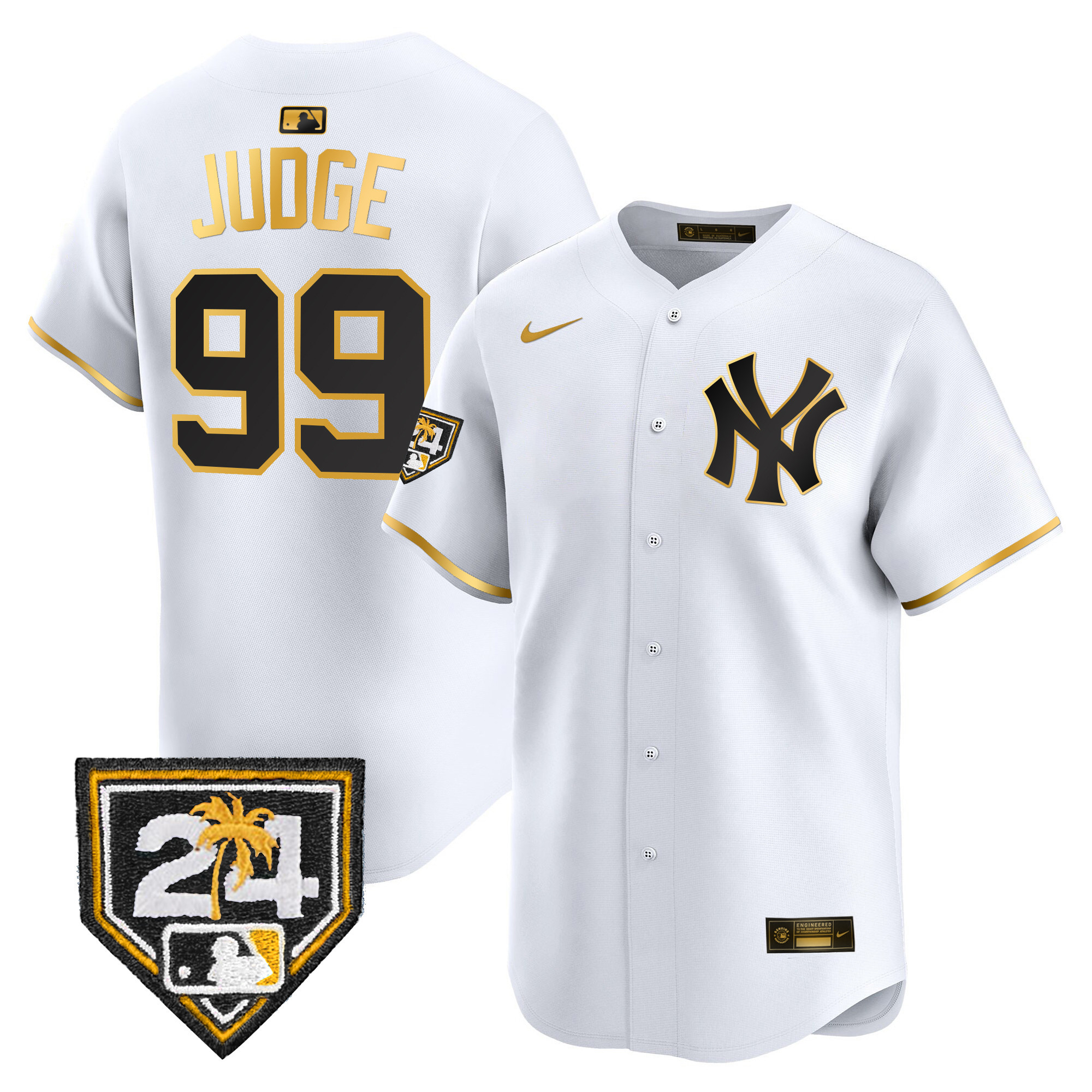 Aaron Judge Men's New York Yankees Spring Training Patch Vapor Premier Limited White Gold Jersey
