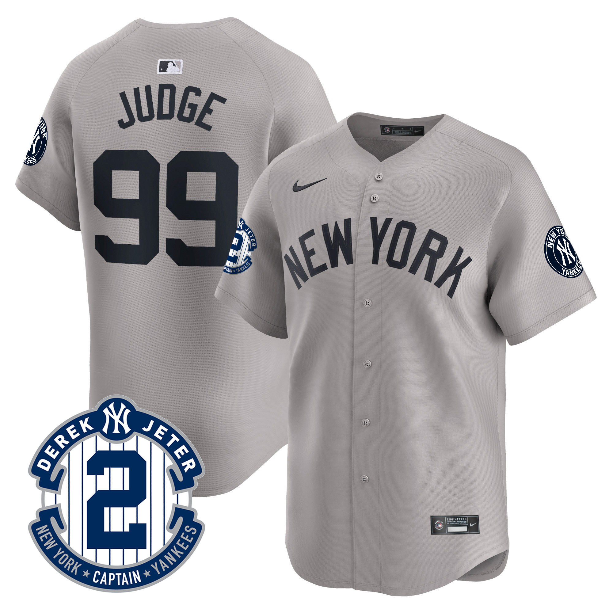 Aaron Judge Men's New York Yankees Derek Jeter Patch Vapor Premier Limited Gray Jersey
