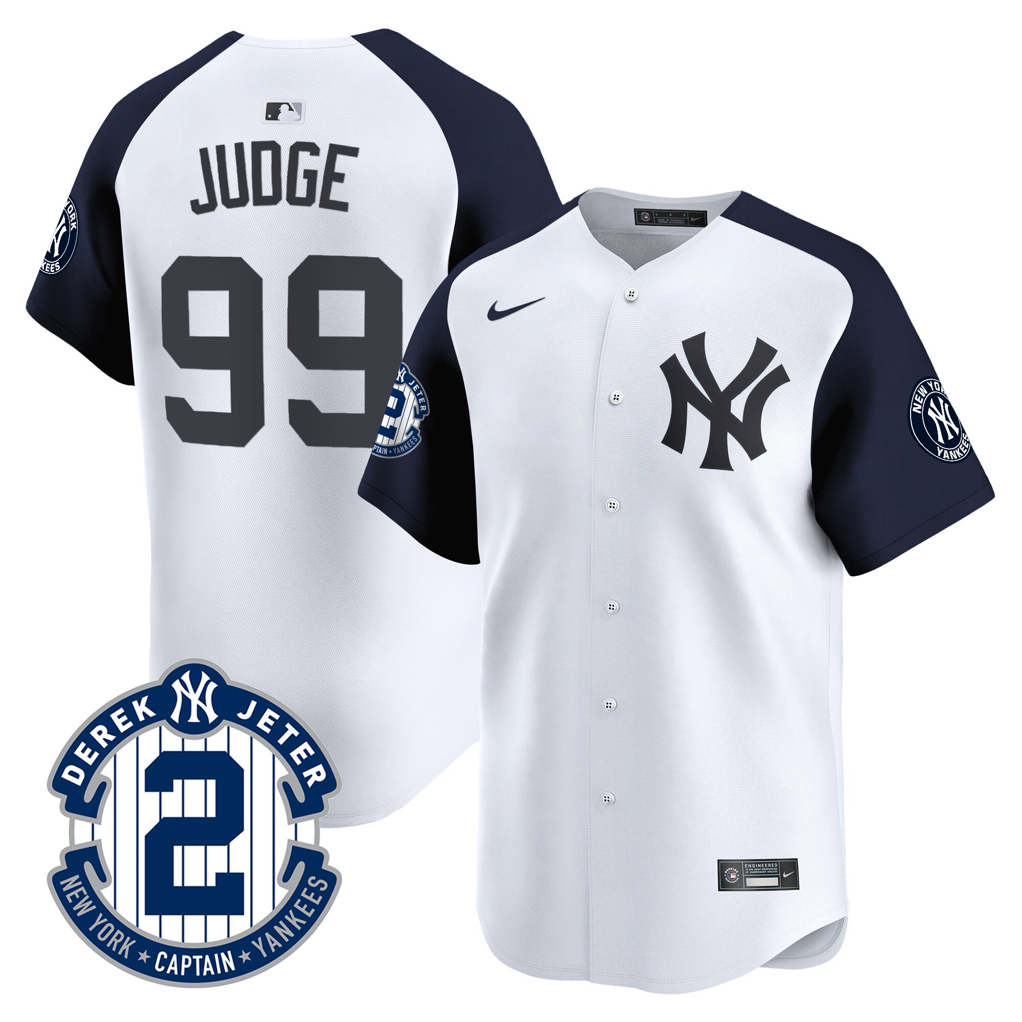 Aaron Judge Men's New York Yankees Derek Jeter Patch Vapor Premier Limited White Alternate Jersey
