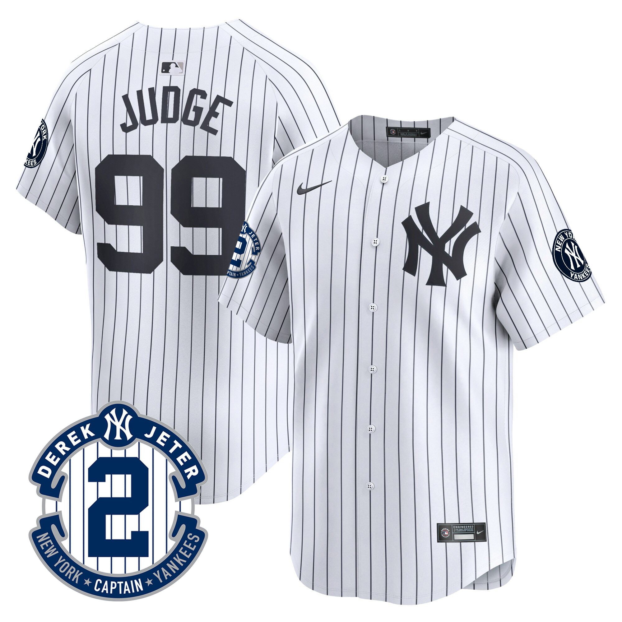 Aaron Judge Men's New York Yankees Derek Jeter Patch Vapor Premier Limited White Jersey